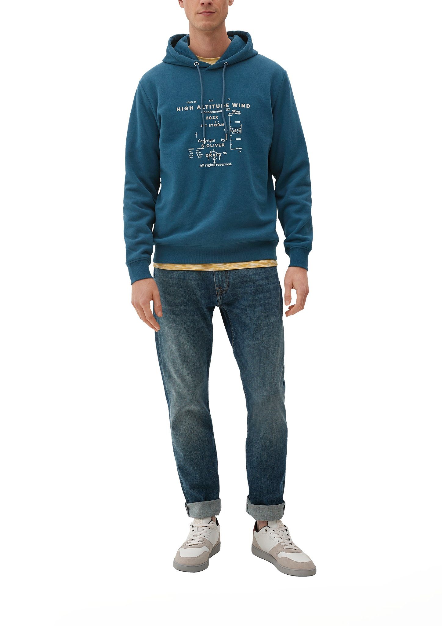 mit green s.Oliver Frontprint blue Sweatshirt