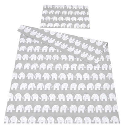 Kinderbettwäsche »BABYLUX Kinderbettwäsche 2Tlg. 100 x 135 cm Bettwäsche Bettbezug Babybettwäsche 50 MOTIVE!«, BabyLux, 92. Elefanten Grau