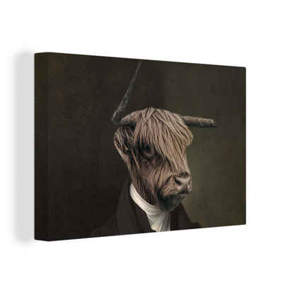 OneMillionCanvasses® Gemälde Alte Meister - Schottischer Highlander - Pak, (1 St), Wandbild Leinwandbilder, Aufhängefertig, Wanddeko, 30x20 cm