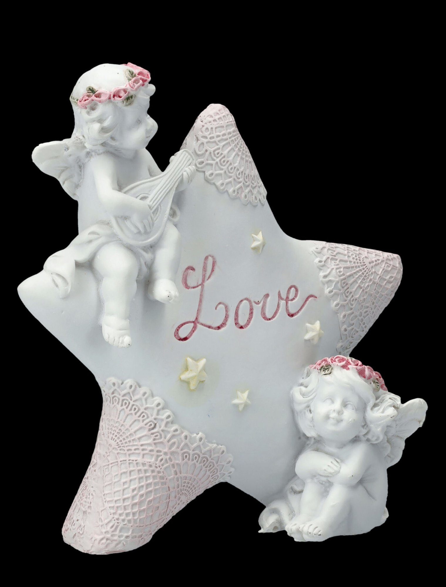 Figuren Shop GmbH Dekofigur Engel Figur - Putten mit Stern "Love" - Dekorat günstig online kaufen