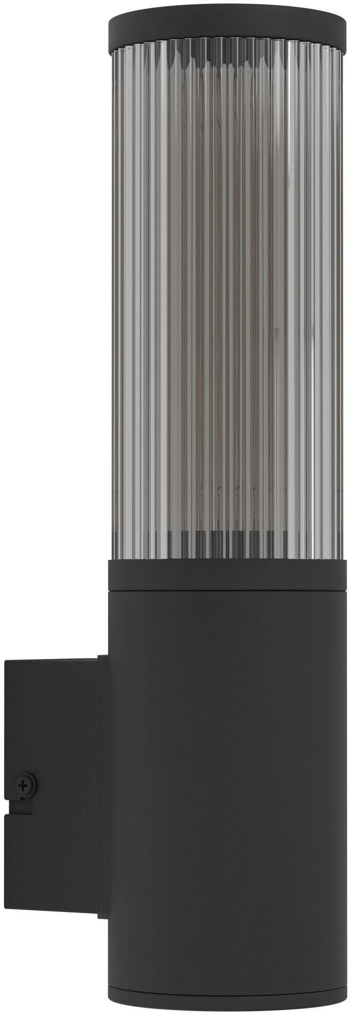 EGLO Wandleuchte Salle Wandlampe, Außenleuchte aus Aluminium und Kunststof, IP54, E27, ohne Leuchtmittel, Wand-/Deckenleuchte - H31 x Ø7,5 x AL10,5 cm - schwarz - 1X15W exkl.
