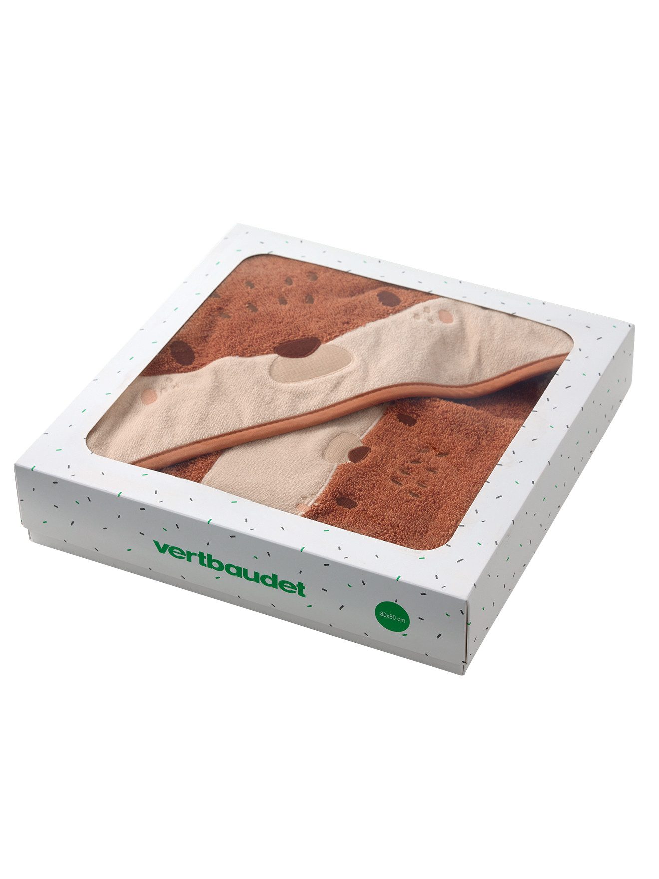vertbaudet Kapuzenhandtuch Baby Geschenk-Set: Badecape & Waschhandschuh IGEL