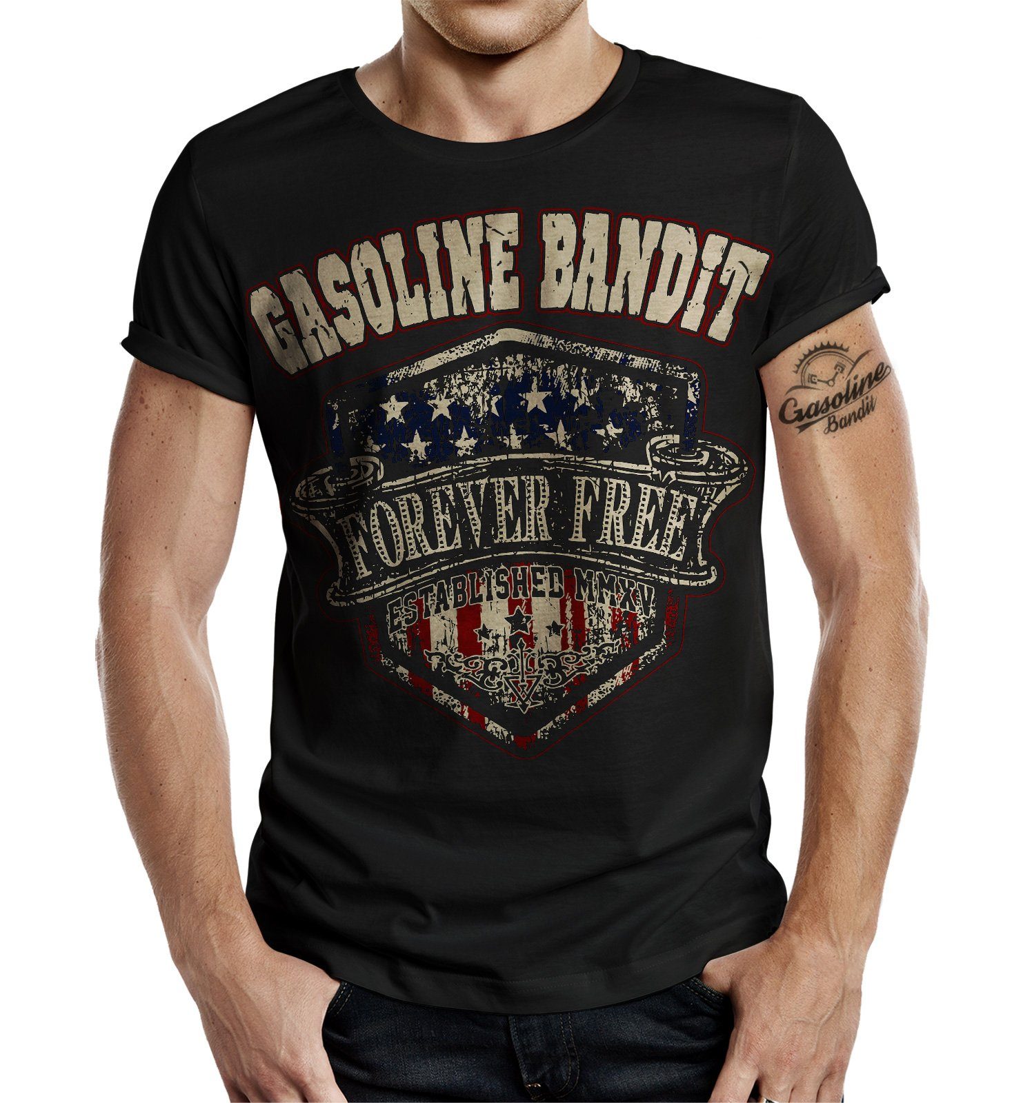 GASOLINE BANDIT® T-Shirt Gasoline Forever Size Free Bandit: Print Big