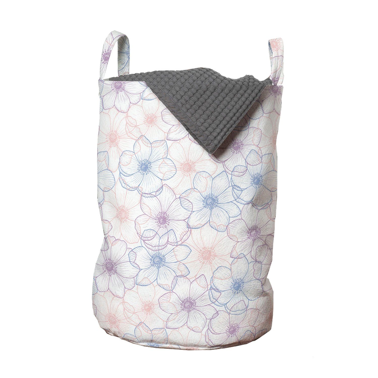 Abakuhaus Wäschesäckchen Wäschekorb mit Griffen Kordelzugverschluss für Waschsalons, Windröschen Pastell Petals