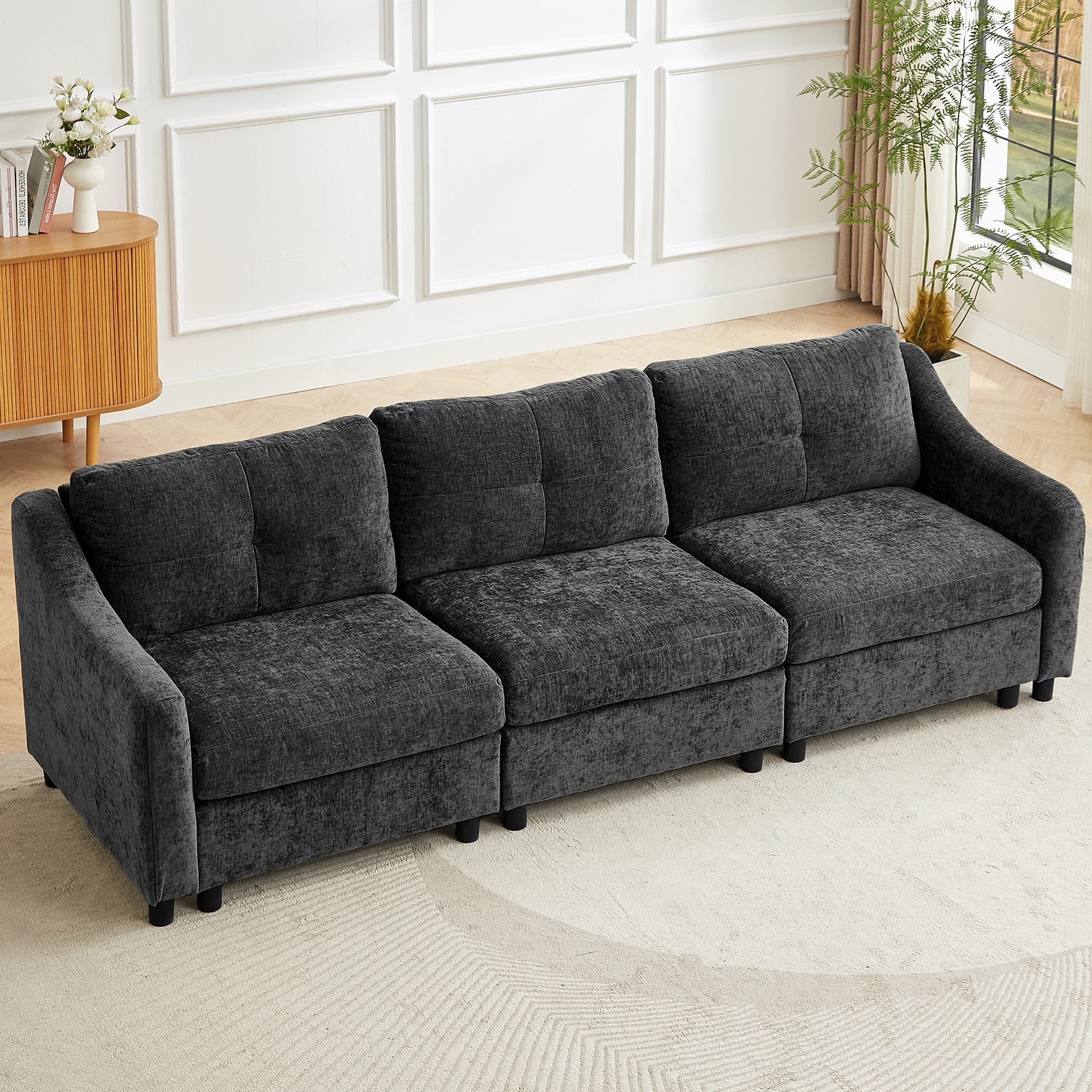 Jiexi Big-Sofa Ecksofa in L- oder U-Form, Chenille, 2-4 Sitzer, 251/328cm