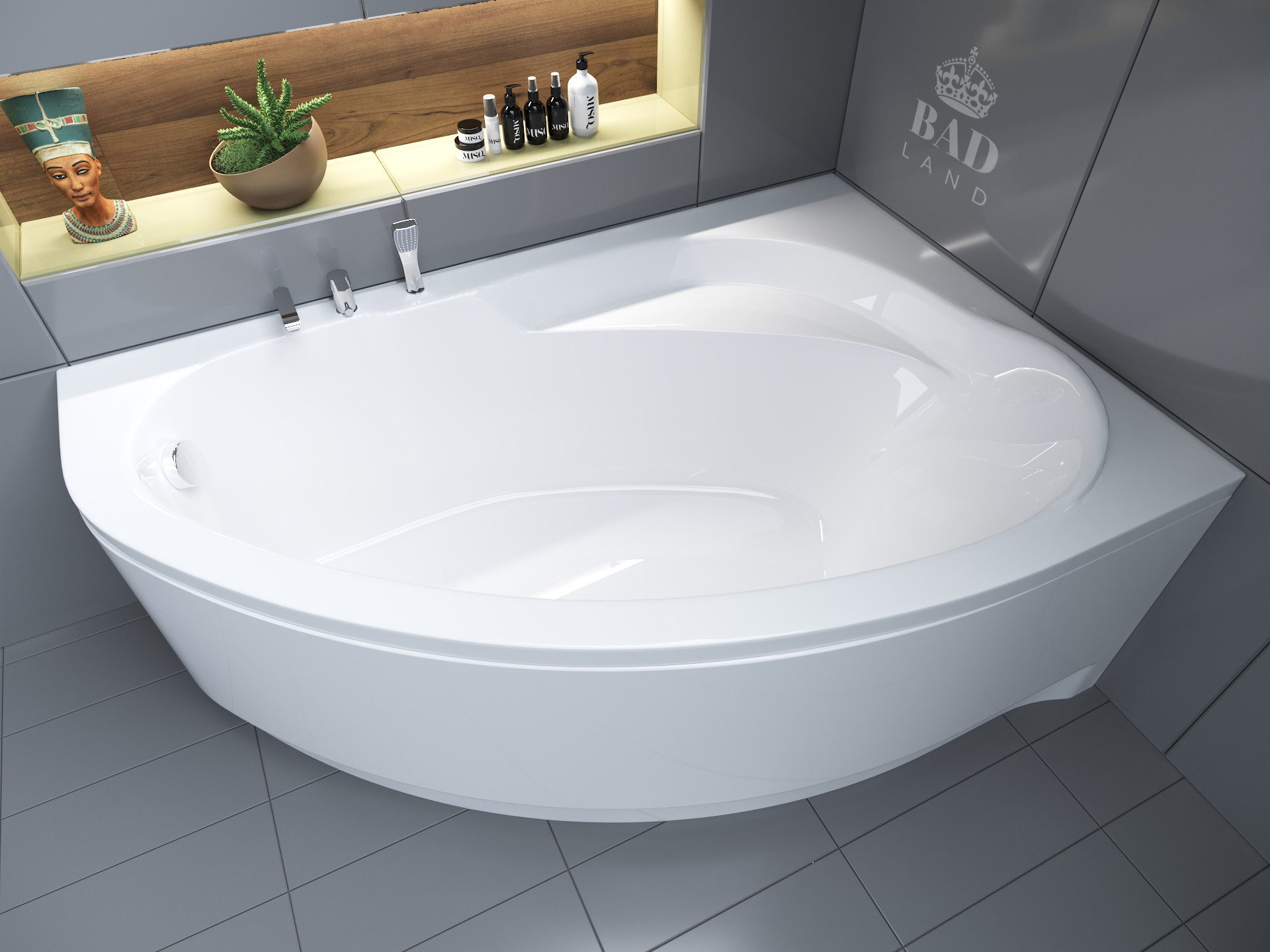 Thumbnail - KOLMAN Badewanne Eckbadewanne Marea 160x100, (Links/Rechts), Ablaufgarnitur & Füße GRATIS