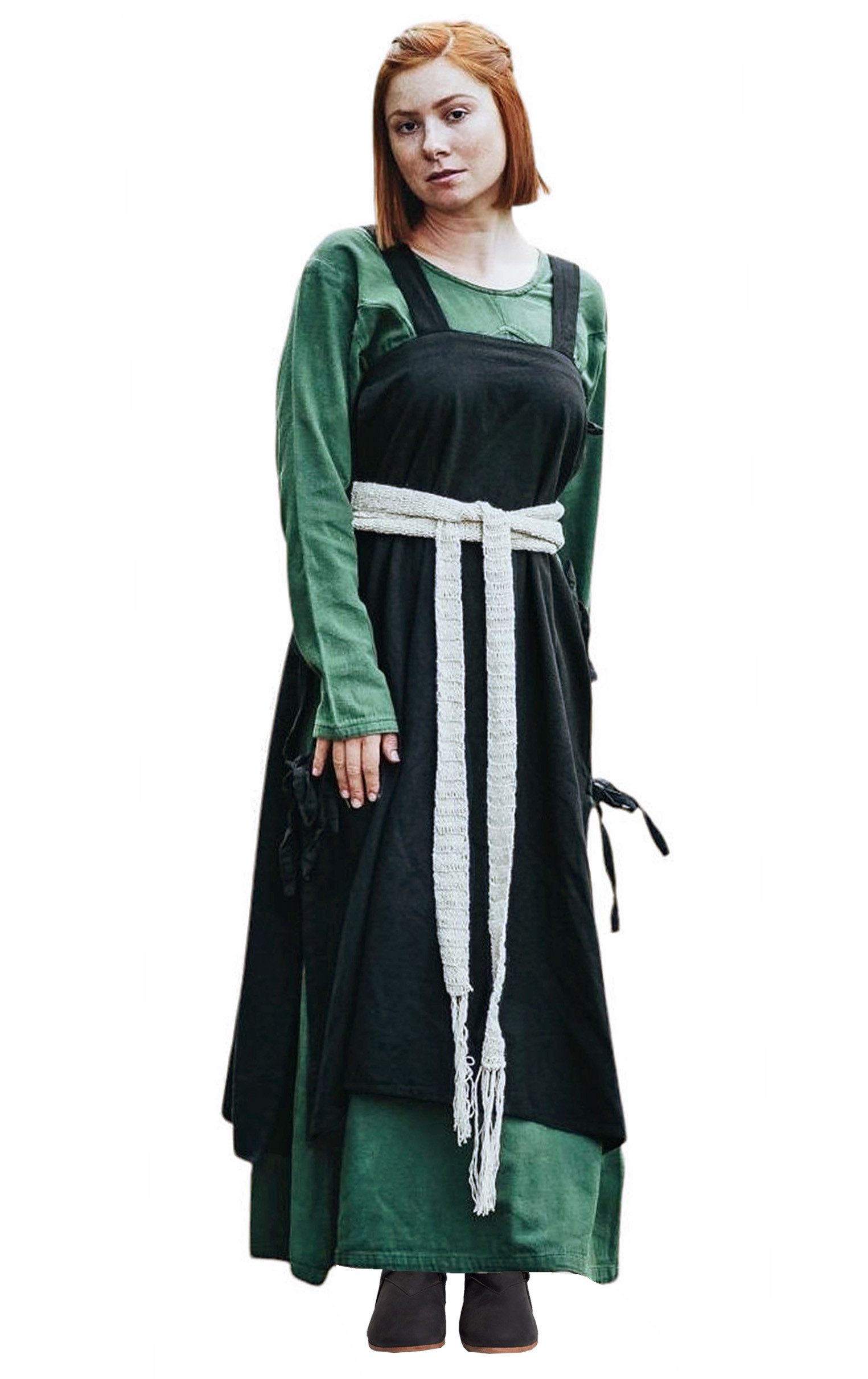 Leonardo Carbone Wikinger-Kostüm Überkleid "Hildegard" mit breiten Trägern, seitliche Bändel, hochwertige Baumwolle
