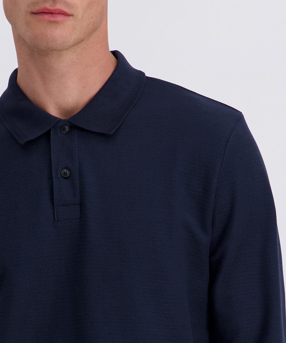 Pierre Cardin Langarm-Poloshirt mit Strukturmuster – Bild 4 von 5