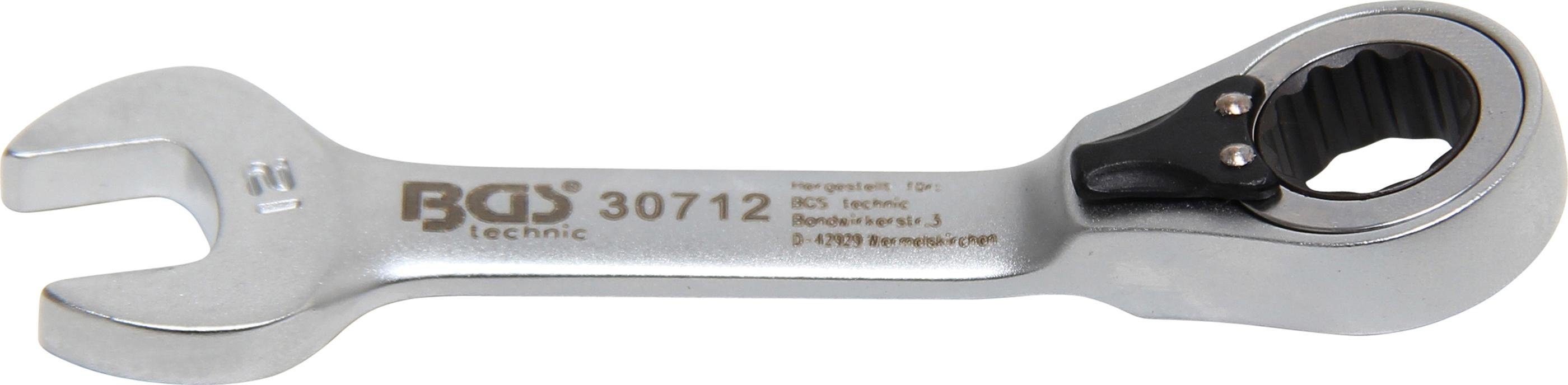 BGS technic Stecknuss Ratschenring-Maulschlüssel, kurz, umschaltbar, SW 12 mm
