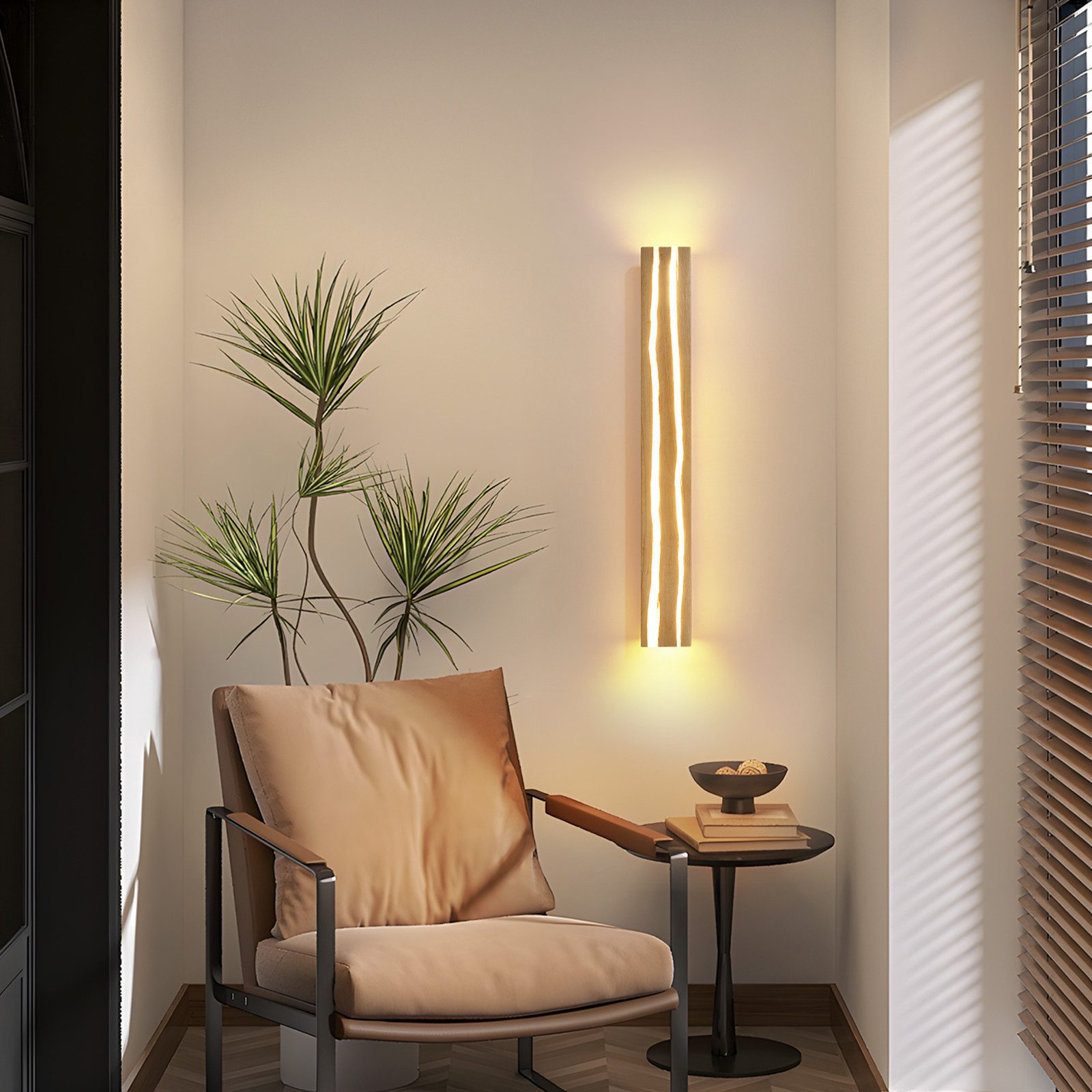 Nettlife Wandleuchte Innen Holz Holzmaserung Natürlichkeit, LED fest integriert, Warmweiß, Schlafzimmer Flur Treppe