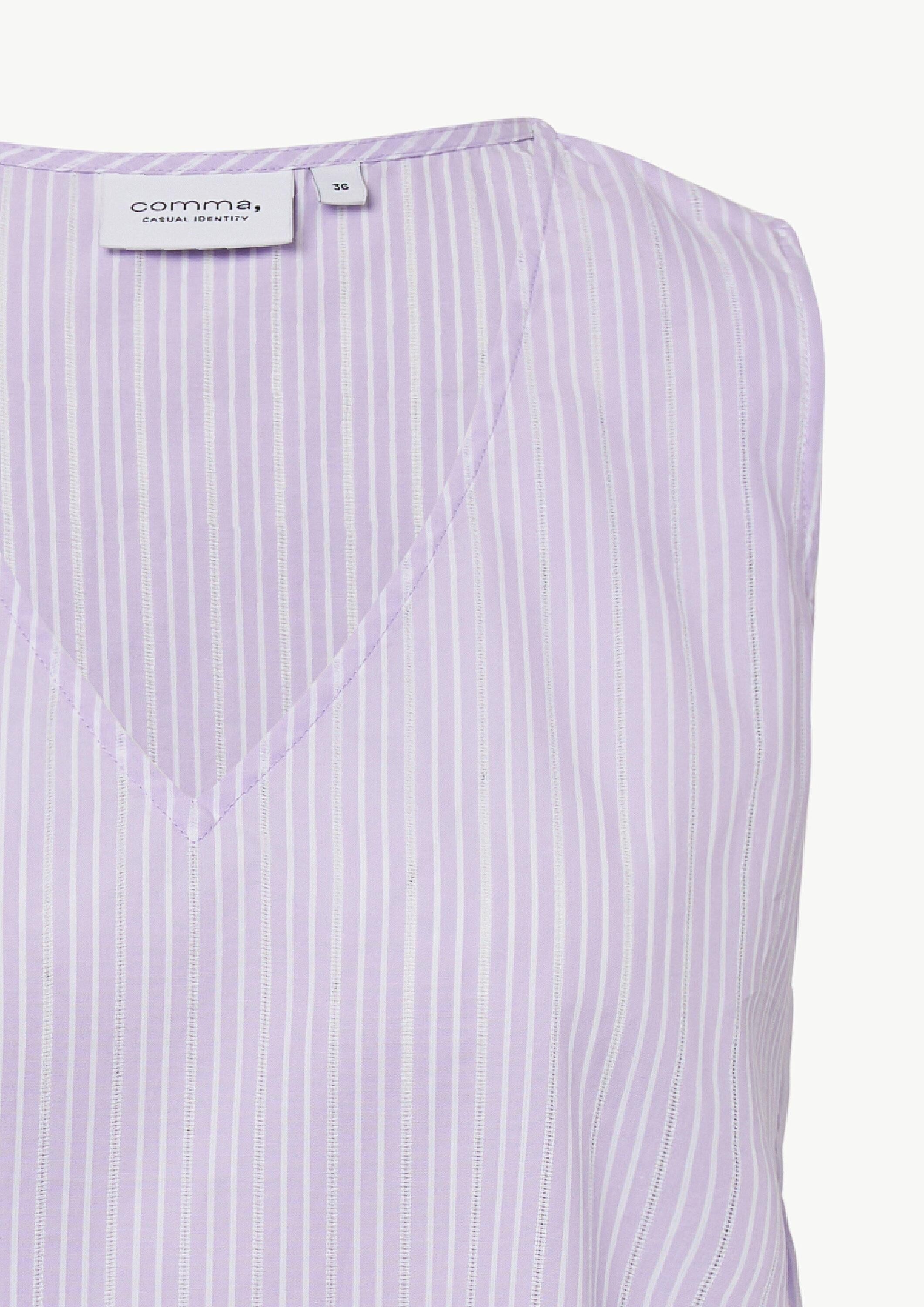 comma Blusentop Bluse Gestreiftes Blusentop mit V-Ausschnitt