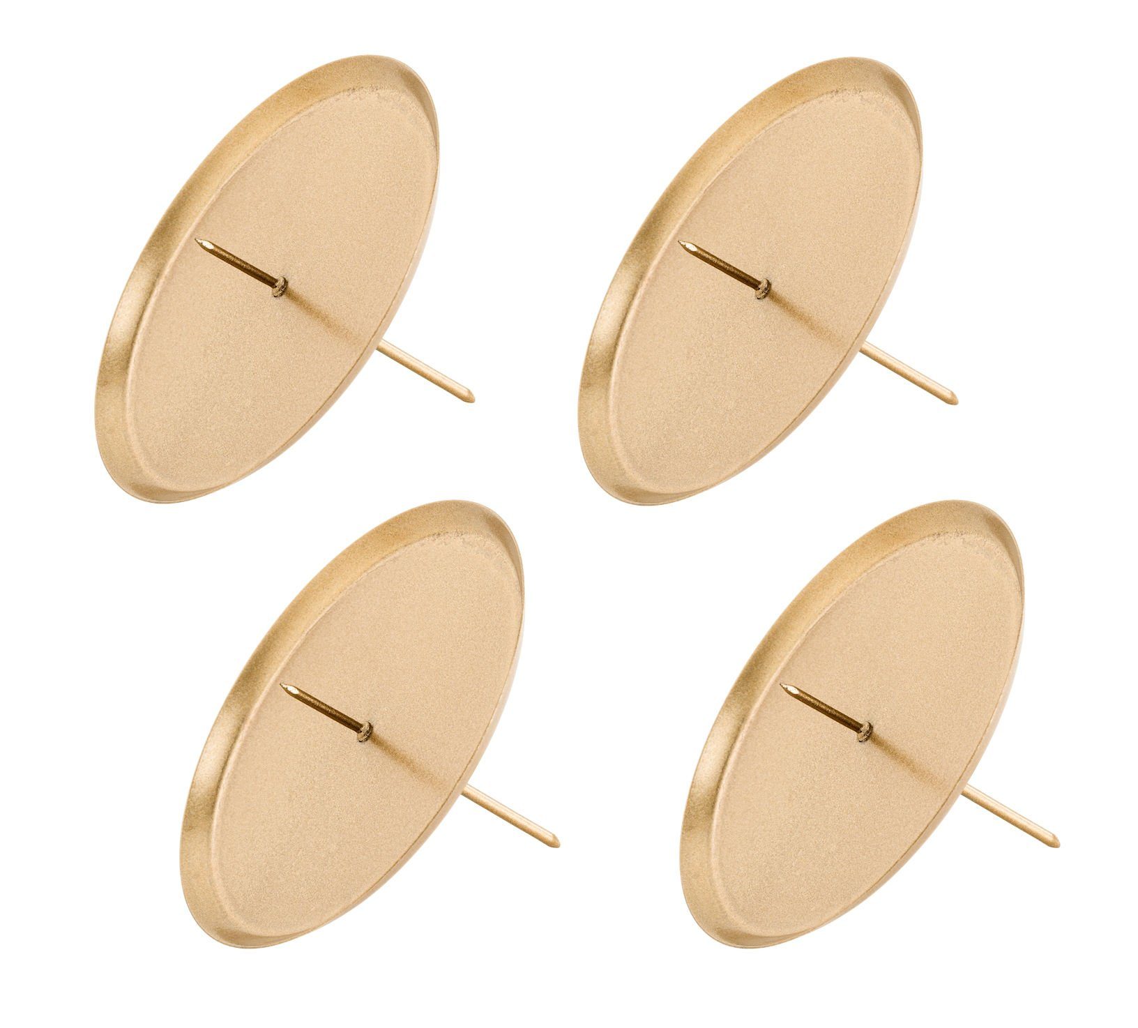 Spetebo Kerzenhalter 4er Set Kerzenpick mit Dorn - 10 cm - gold (Set, 4 St., Kerzendorn und Pick ca. 2 mm), für Stumpen- und Kugelkerzen