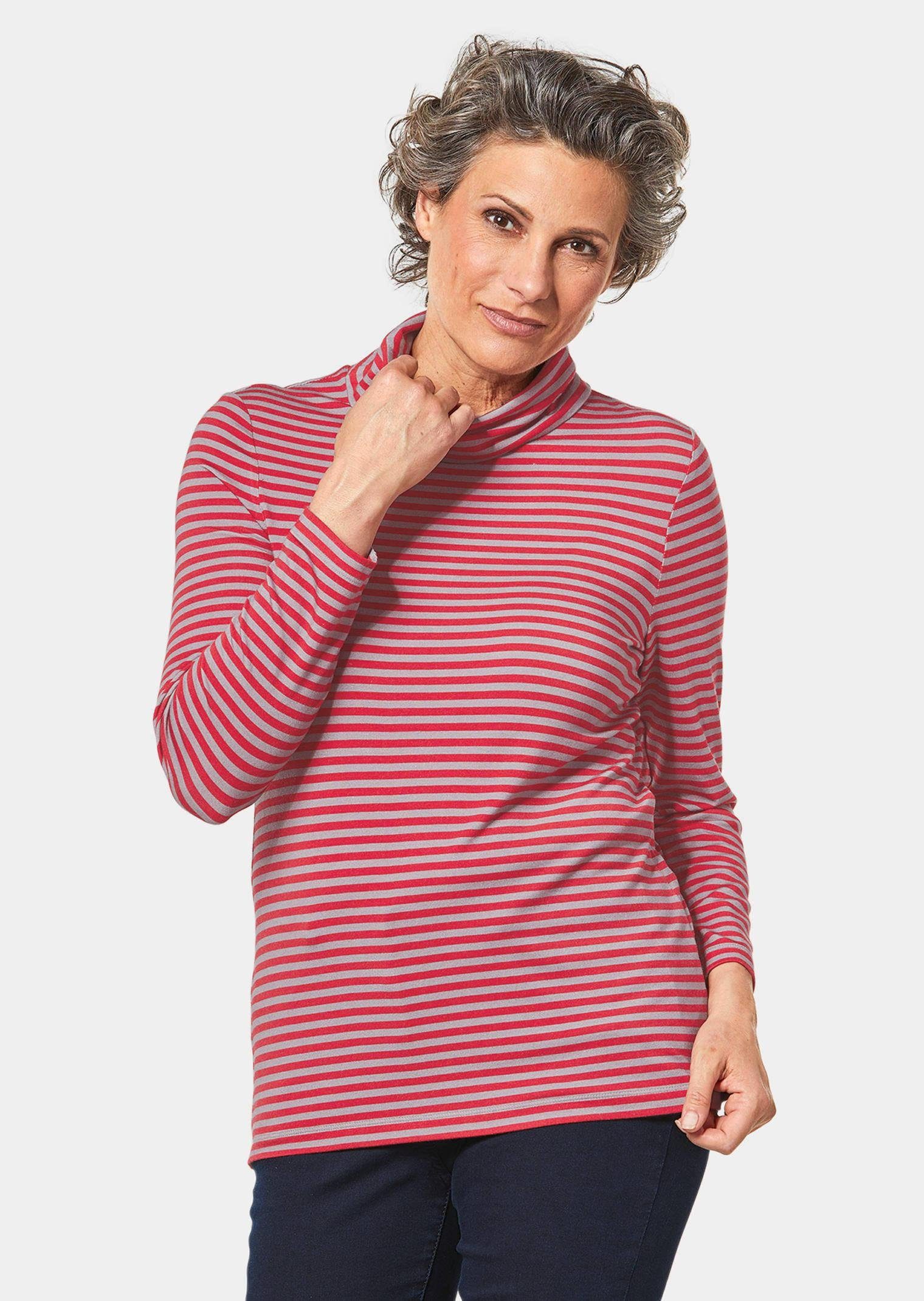 Langarmshirt Hautsympathisches Ringelshirt mit Rollkragen