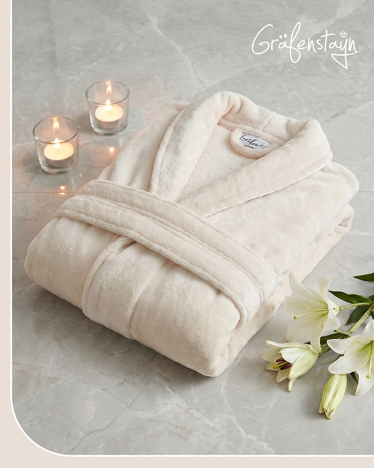 Gräfenstayn Damenbademantel Bademantel Damen flauschig Kapuze Kuschelfleece leicht kurz, warm & kuschelig, Knielang, Fronttaschen, Gürtel, S-XXL – Bild 2 von 5