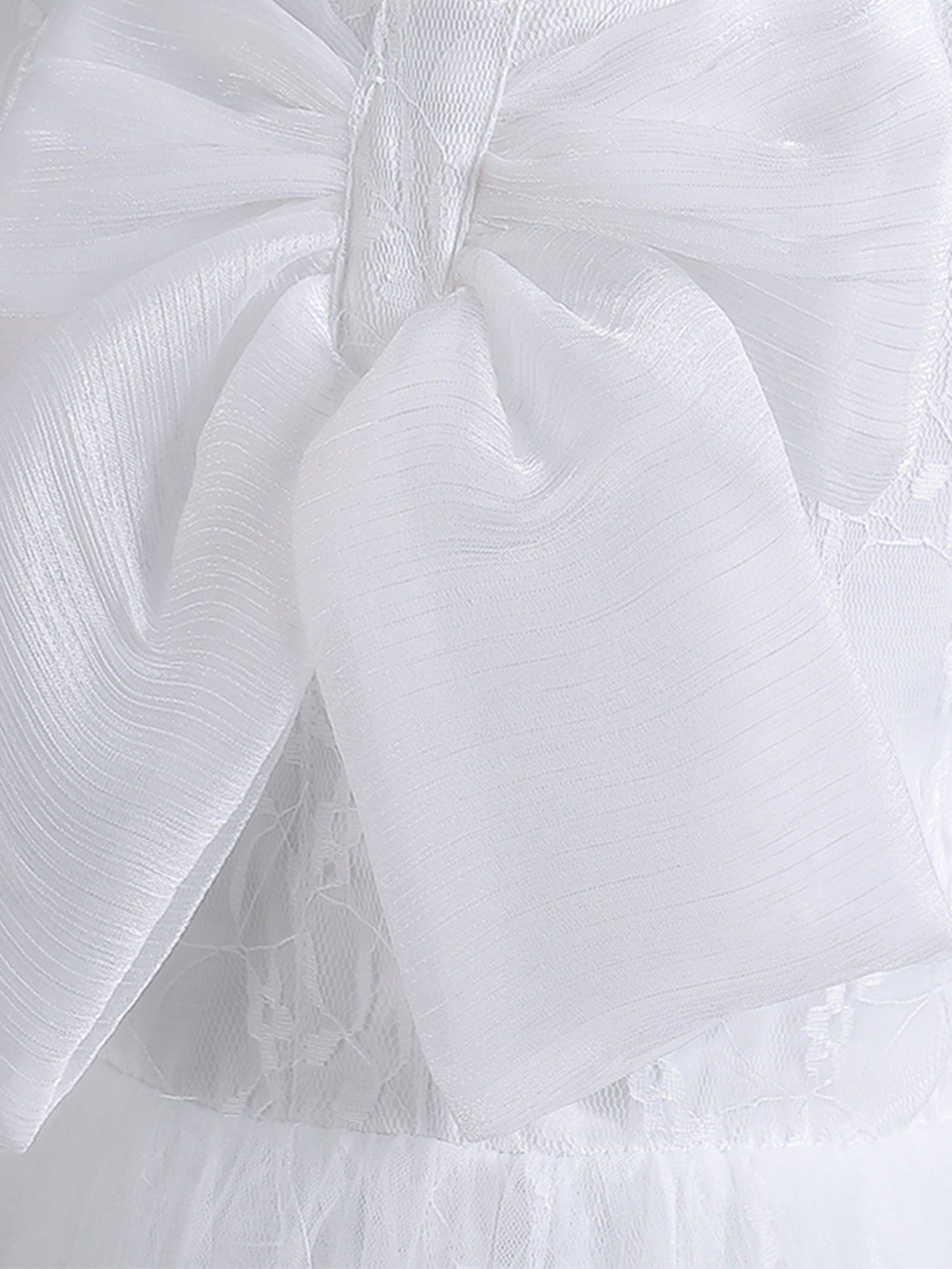 Bodenlanges LAPA Spitze mit Partykleid Einfacher Abendkleid Weiß Mädchen Kleid