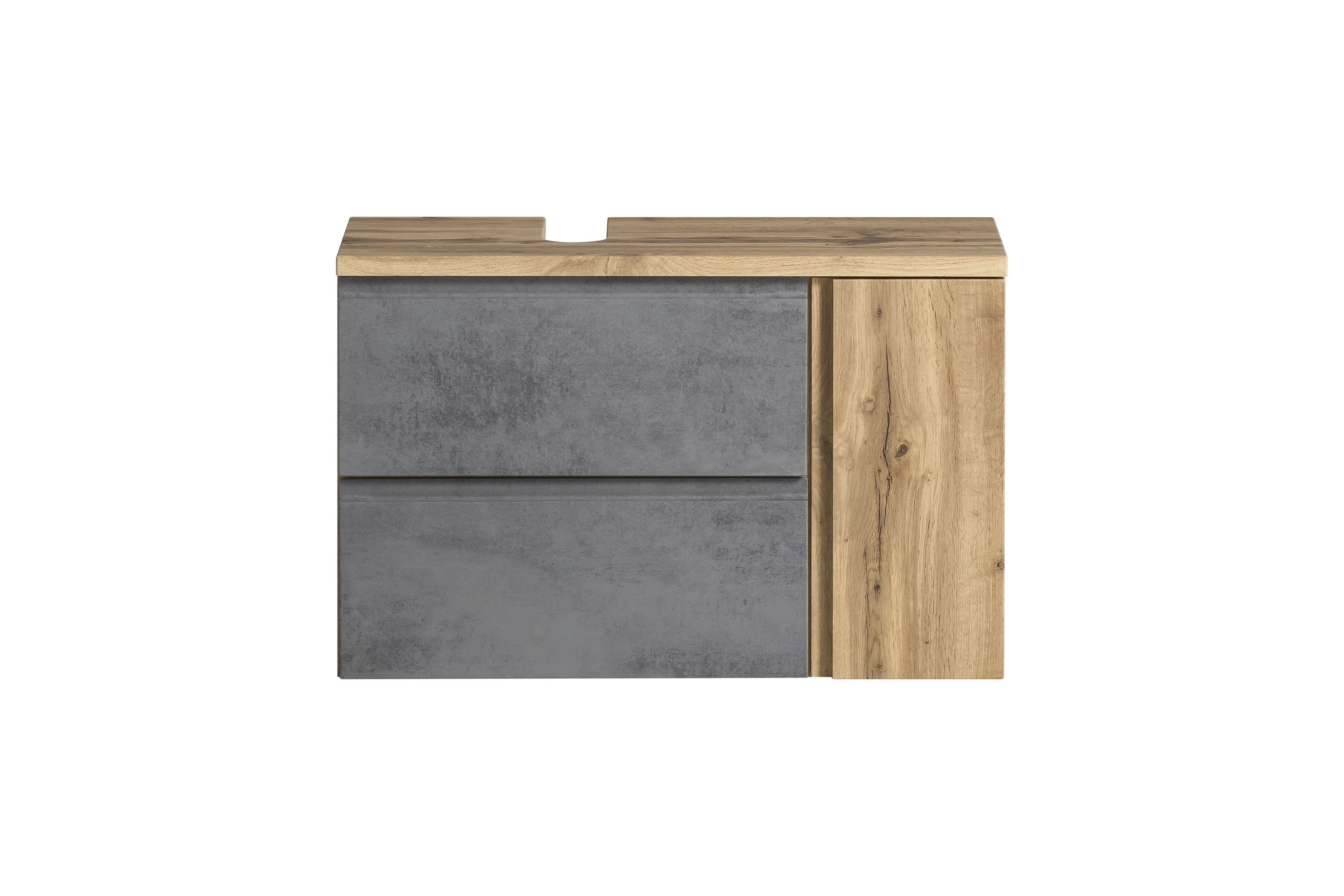 HELD MÖBEL Waschbeckenunterschrank in Betongrau, Wotaneiche, MDF - 85x54x35 (BxHxT)