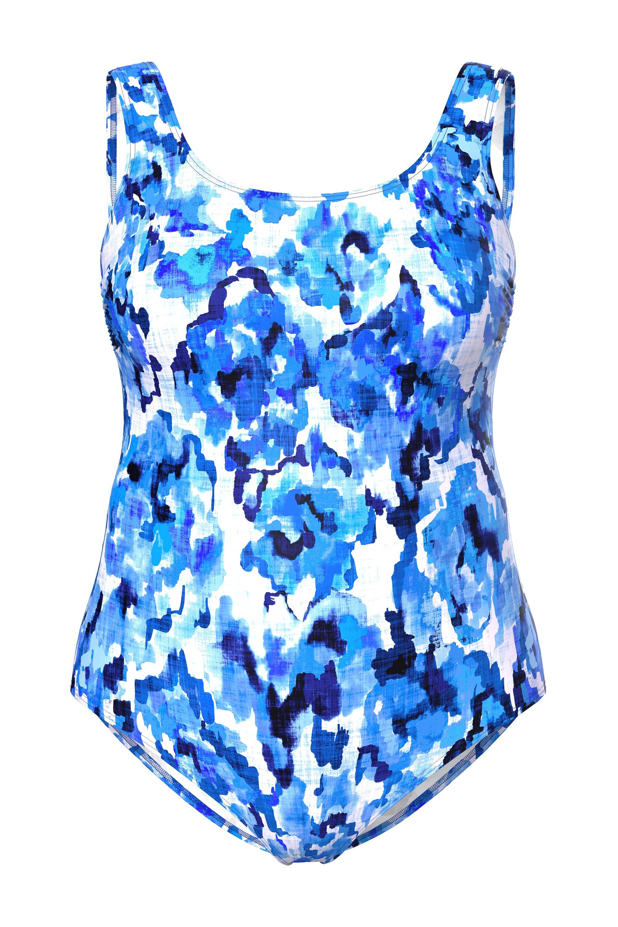 Ulla Popken Badeanzug Badeanzug gemustert ohne Softcups Rundhals günstig online kaufen