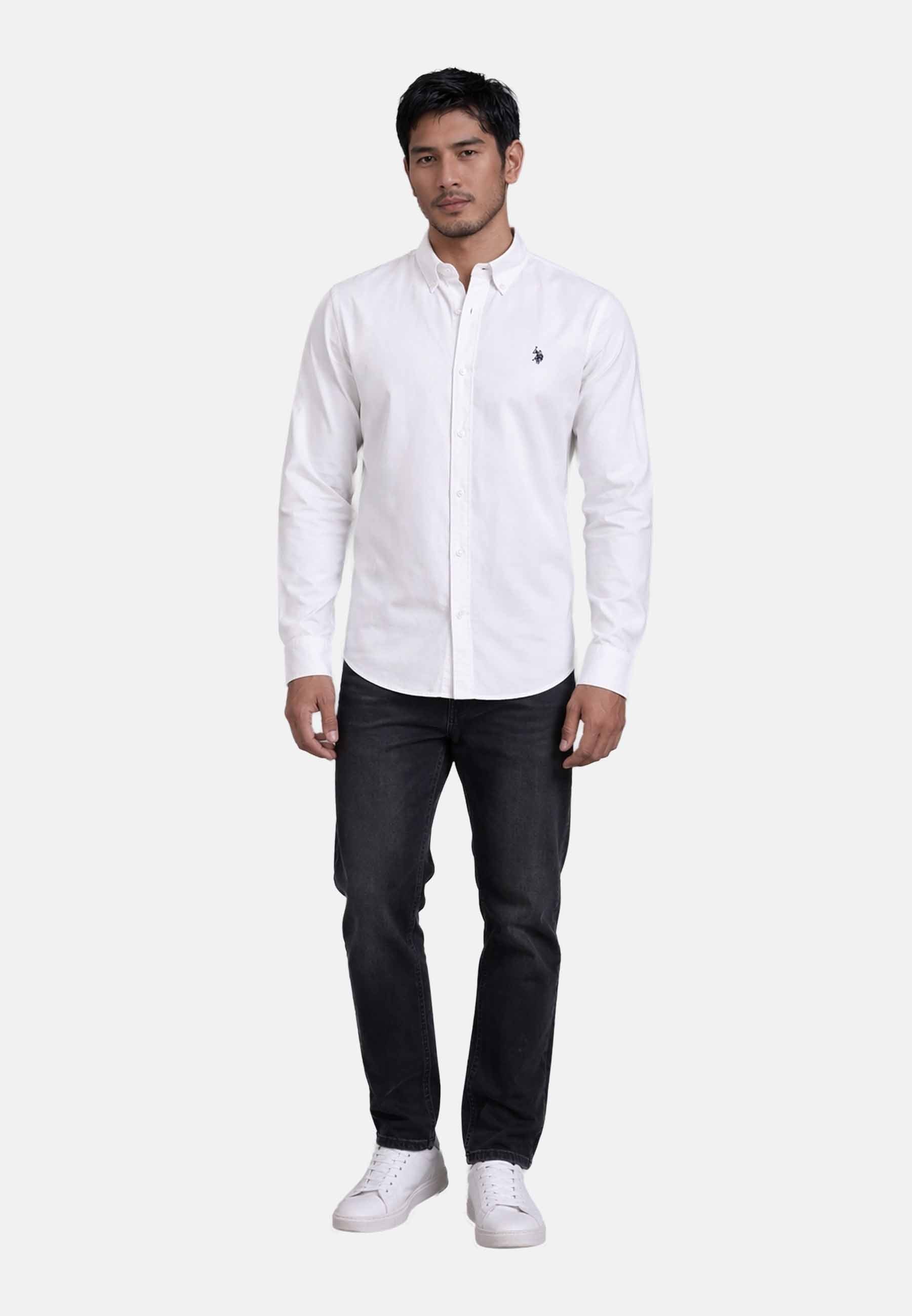U.S. Polo Assn. Langarmhemd USDeclaan Herren Baumwolle – Langarmhemd mit Button-Down-Kragen Klassisches Baumwollhemd mit Knopfleiste und Logostickerei