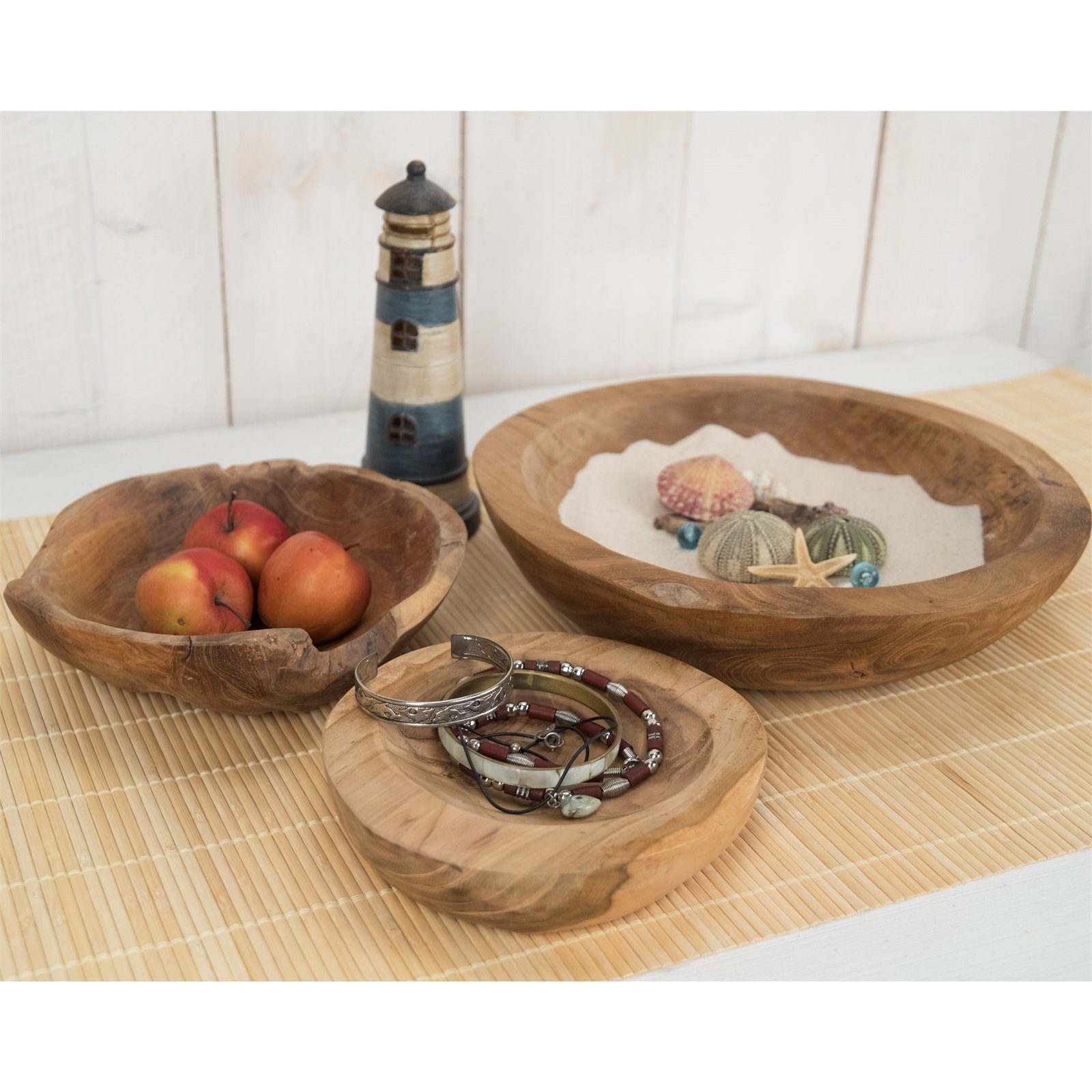 CREEDWOOD Dekoschale HOLZ Deko Teak, "BOWL", Schale, SET Obstschale SCHALEN