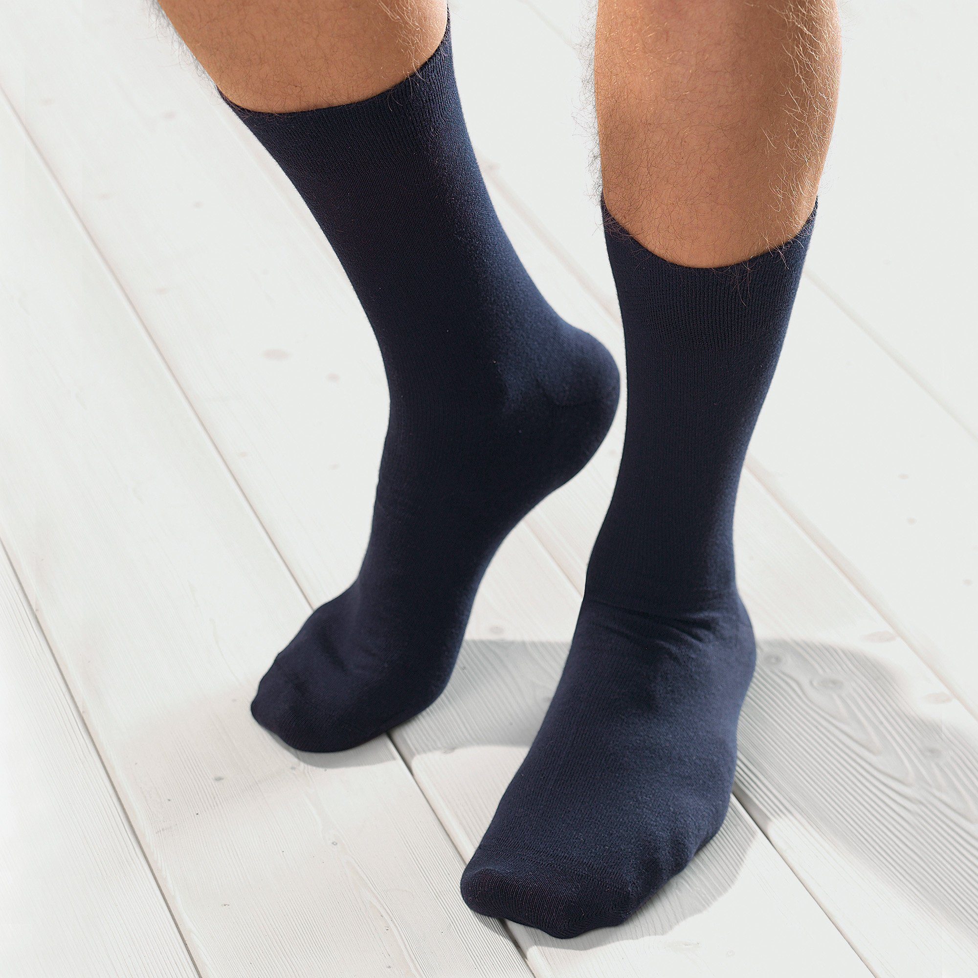 Damen-Socken Hudson Uni Socken mit 1 marine Softbund Paar