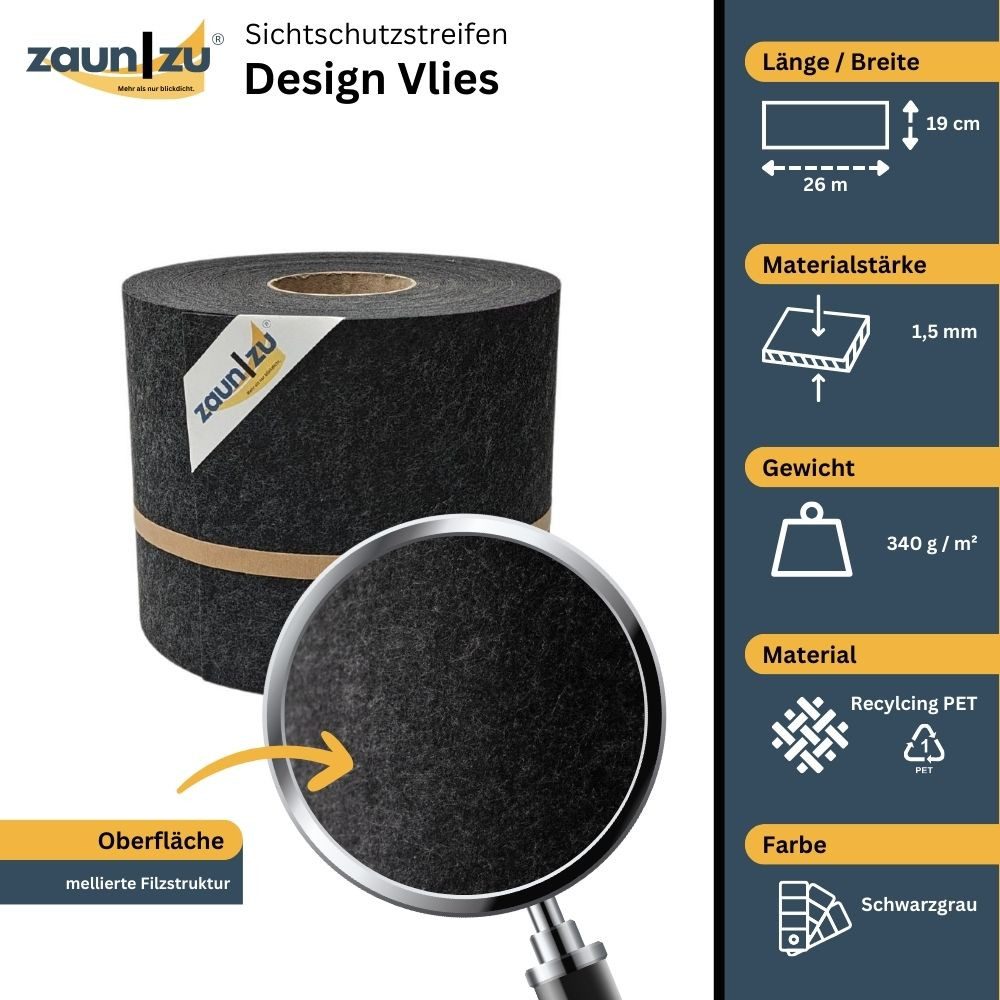zaunzu Sichtschutzstreifen Design Vlies für Doppelstabmatten günstig online kaufen