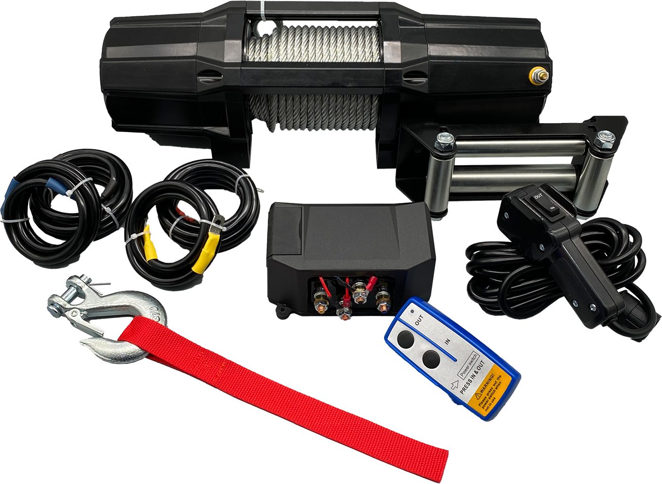 Berger & Schröter Seilwinde Profi-Seilwinde 12 V, 2727 kg, 2,57 kW, Stahlseil oder Synthetikseil
