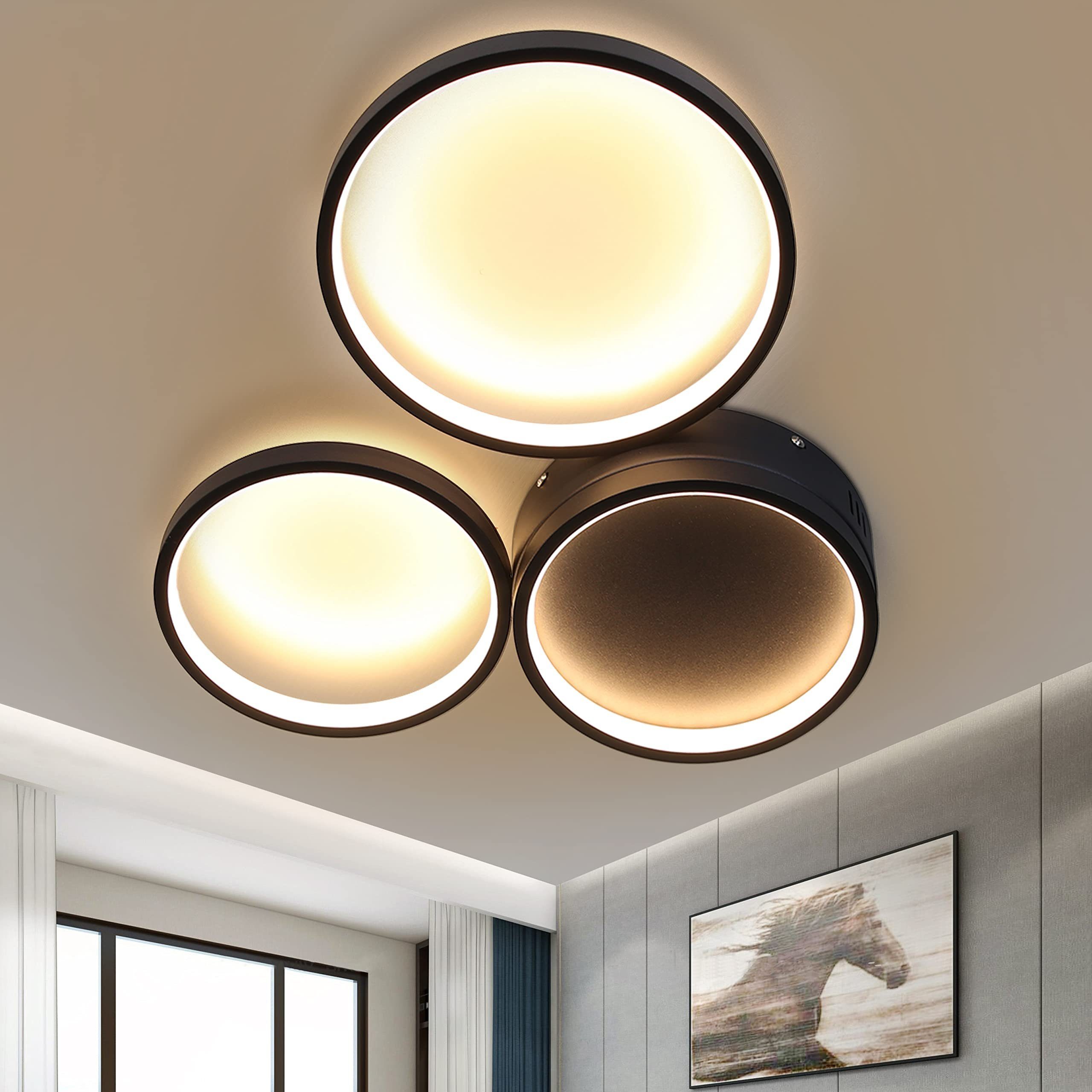 LED Ringe Decken Leuchte schwarz Küchen Beleuchtung Flur Strahler Design Lampe 