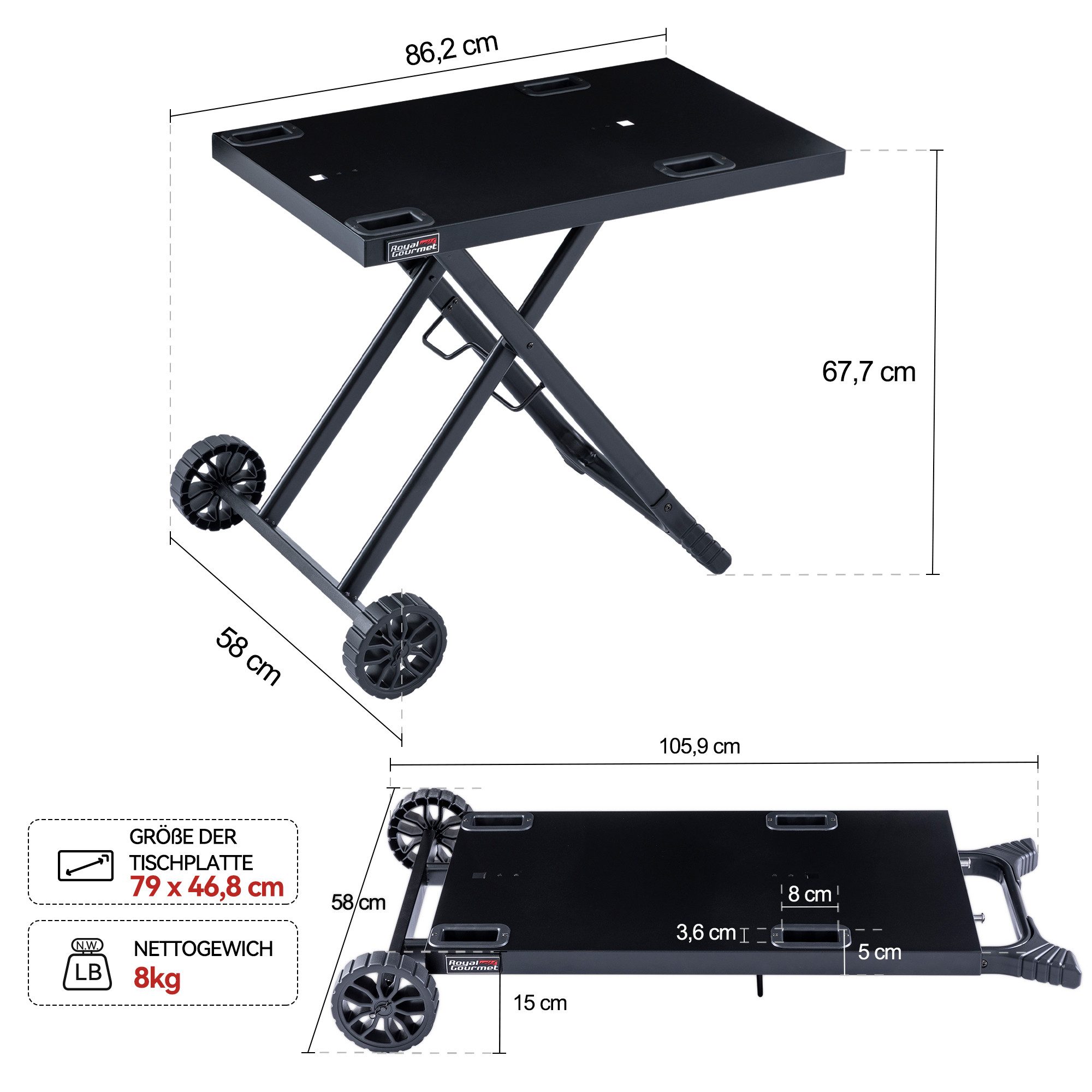 Royal Gourmet Sideboard Klappbar Grillwagen für günstig online kaufen