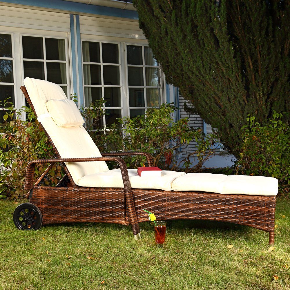 Feel2Home Gartenliege Sonnenliege Polyrattan Gartenlounge Liegestuhl günstig online kaufen
