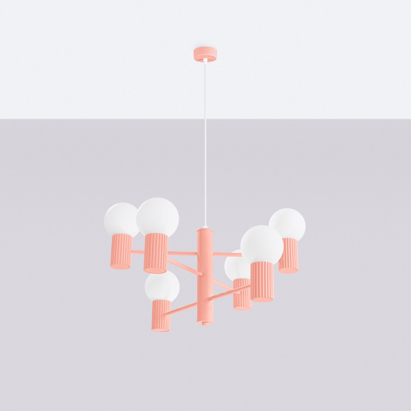 SOLLUX lighting Kronleuchter Kronleuchter Halo 6 Apricot, Nicht enthalten