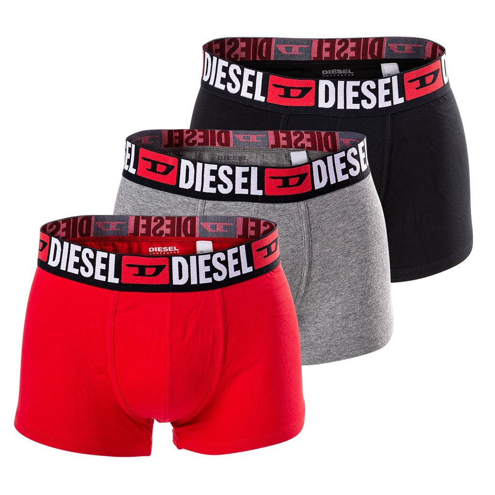 Diesel Boxer Herren Boxershorts 3 Pack - UMBX-DAMIENTHREEPACK Grau/Schwarz/Rot