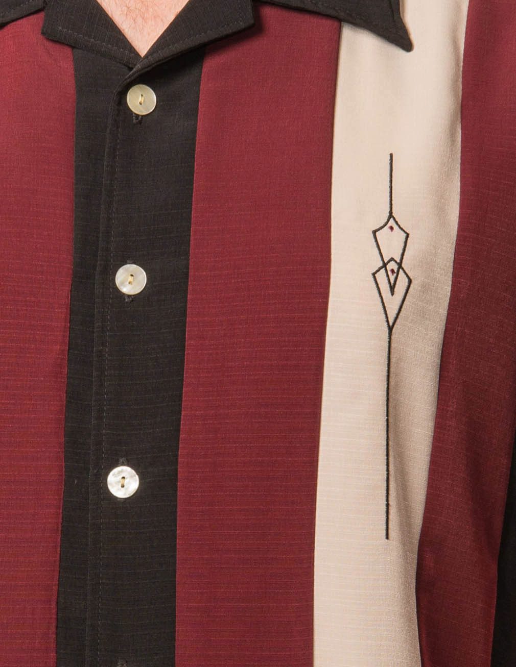 Steady Clothing Kurzarmhemd The Sheen Black Stone Bug Vintage Bowling Shirt Retro