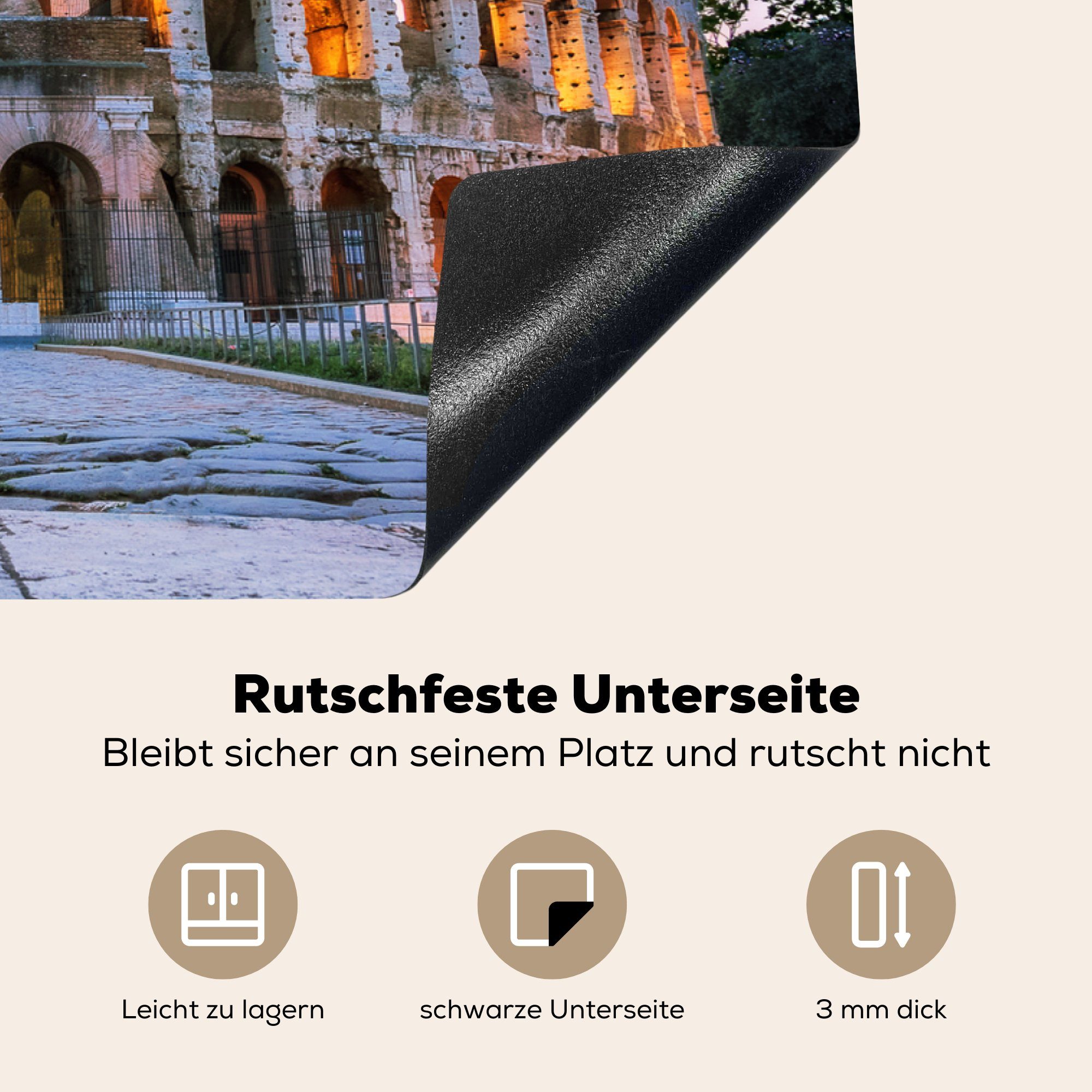 MuchoWow - Vinyl, cm, - Schutz 81x52 tlg), Kolosseum küche, Herdblende-/Abdeckplatte (1 Ceranfeldabdeckung für Induktionskochfeld Lampen, die Rom