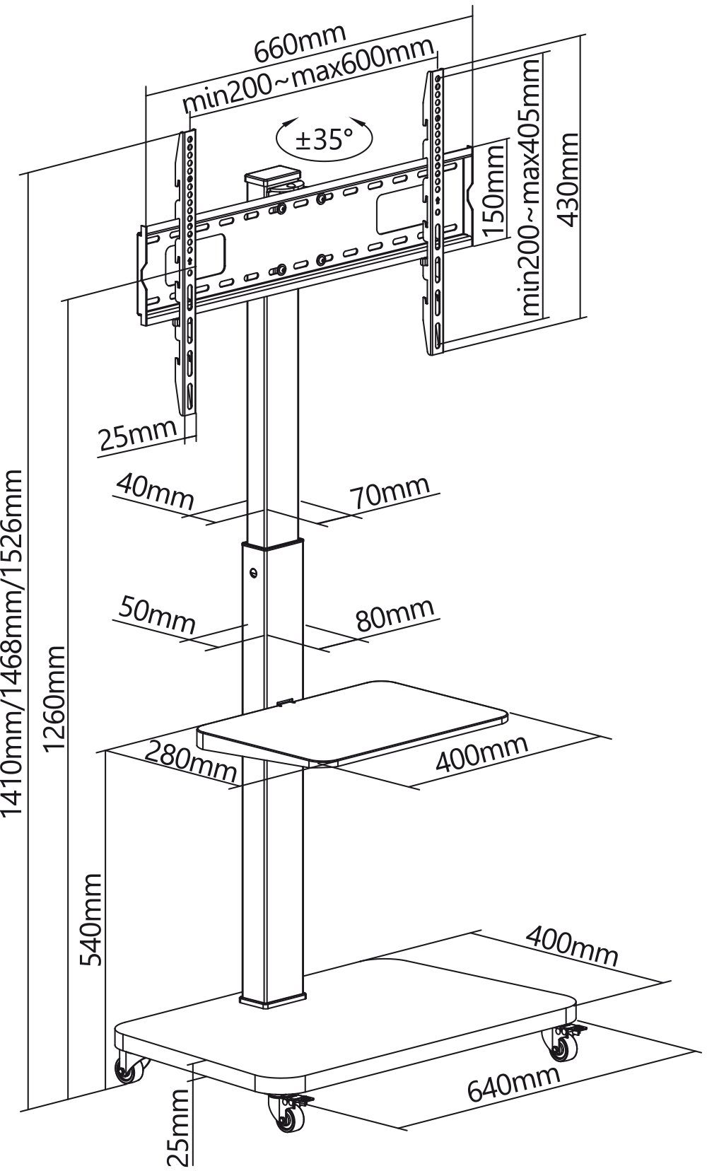 1-teilig, (bis Zoll, 75 HP108WL wall TV-Standfuß, Flachbildschirme) Standfuß für my Packung,