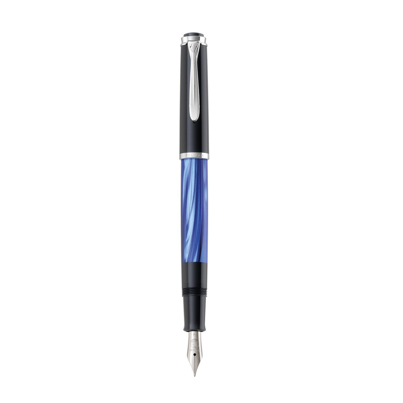 Pelikan Zeichenkohle Pelikan Classic M205 Kolbenfüllhalter - Feder B - blau marmoriert