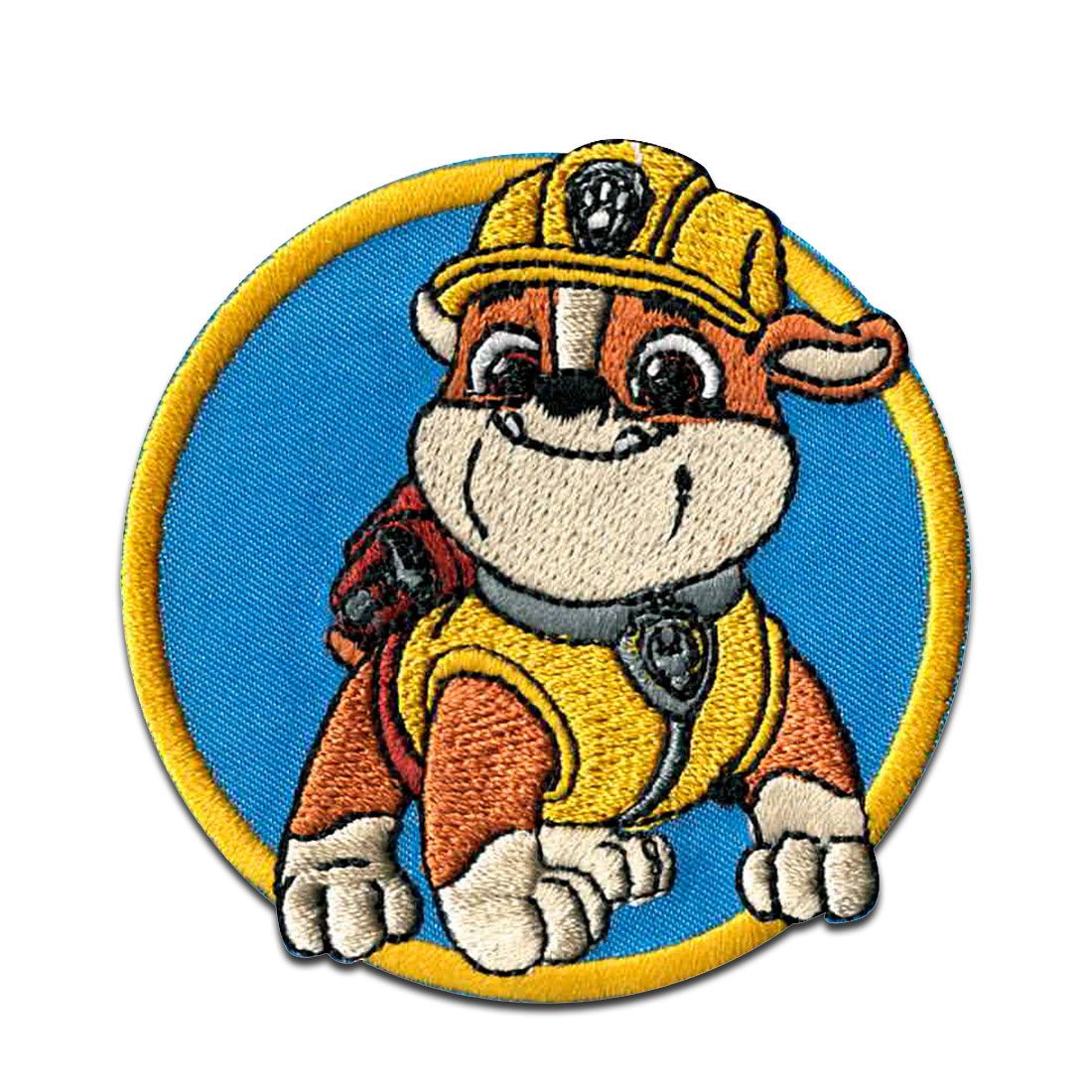 PAW PATROL Aufnäher Bügelbild, Aufbügler, Applikationen, Patches, Flicken, zum aufbügeln, Polyester, Comercial Mercera Paw Patrol Rubble Kinder - Größe: 5,9 x 5,9 cm
