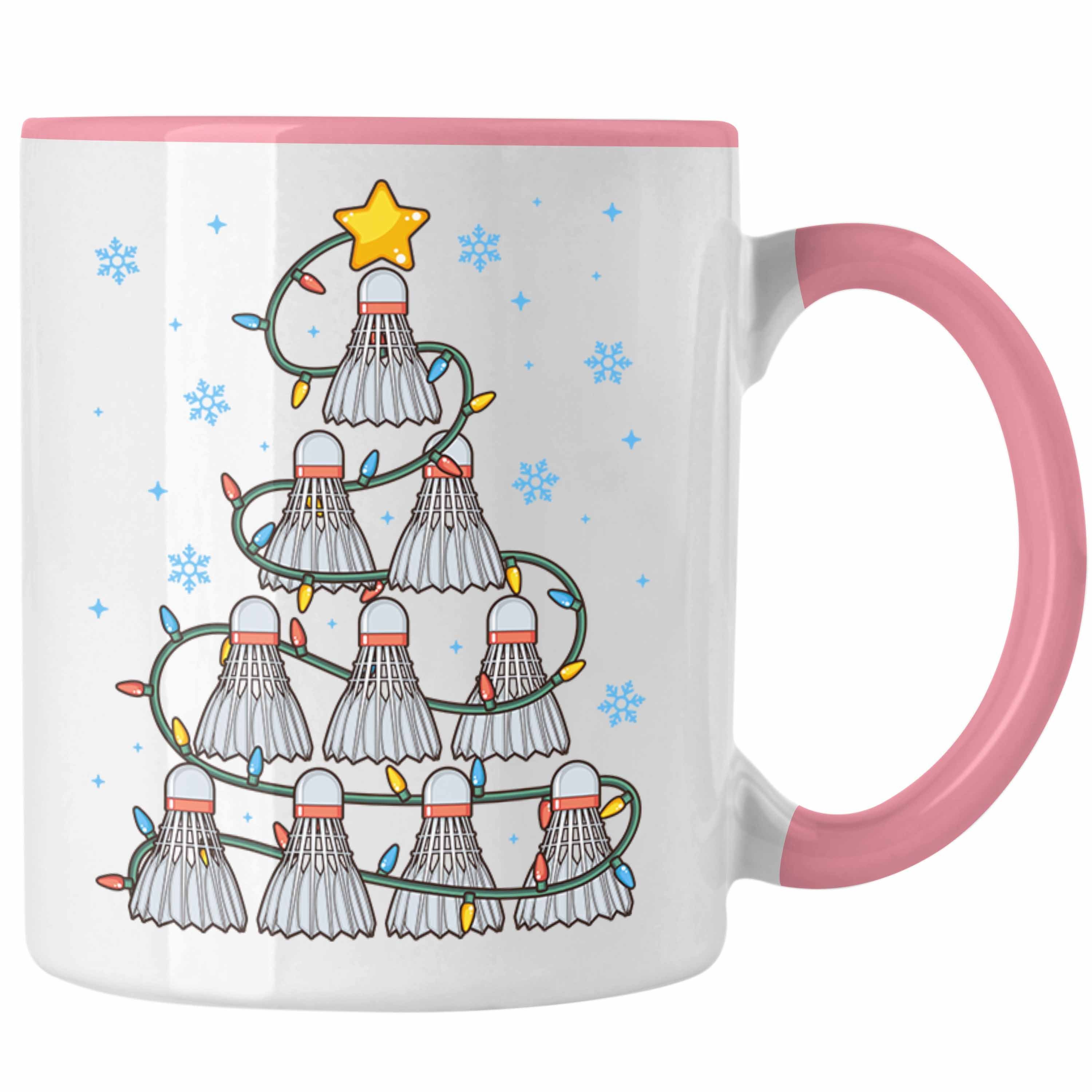 Trendation Tasse Trendation - Badminton Weihnachten Tasse Geschenk Badmintonspieler Geschenkidee Trainer Coach Rosa