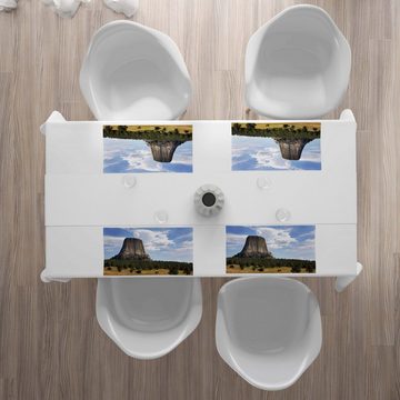 Platzset, Waschbare Stoff Esszimmer Küche Tischdekorations Digitaldruck, Abakuhaus, (4-teilig, 4 Teilig-St., Set aus 4x), Wyoming Devil Tower Foto