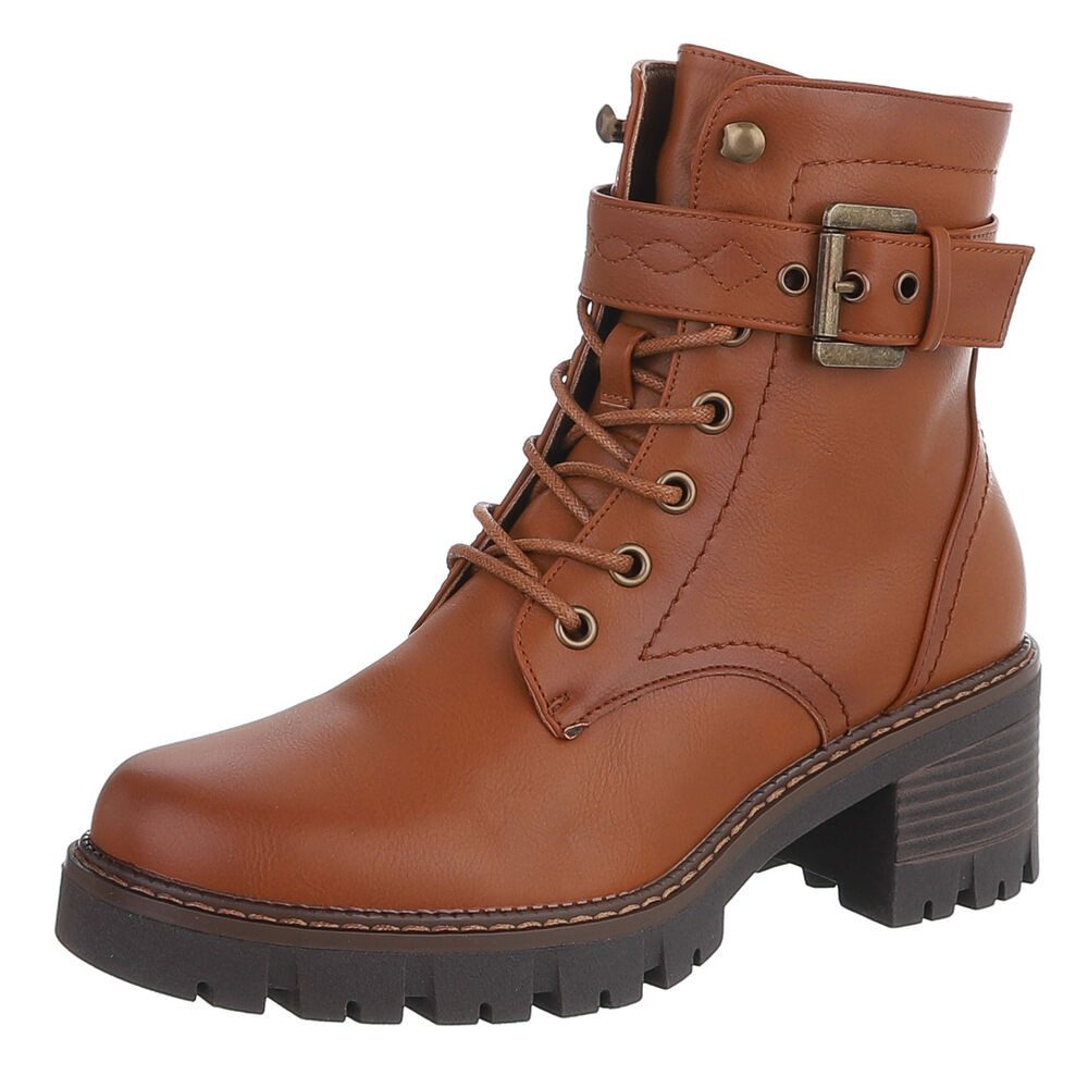 Ital-Design Damenstiefel mit Blockabsatz und Schnürverschluss Schnürstiefel günstig online kaufen