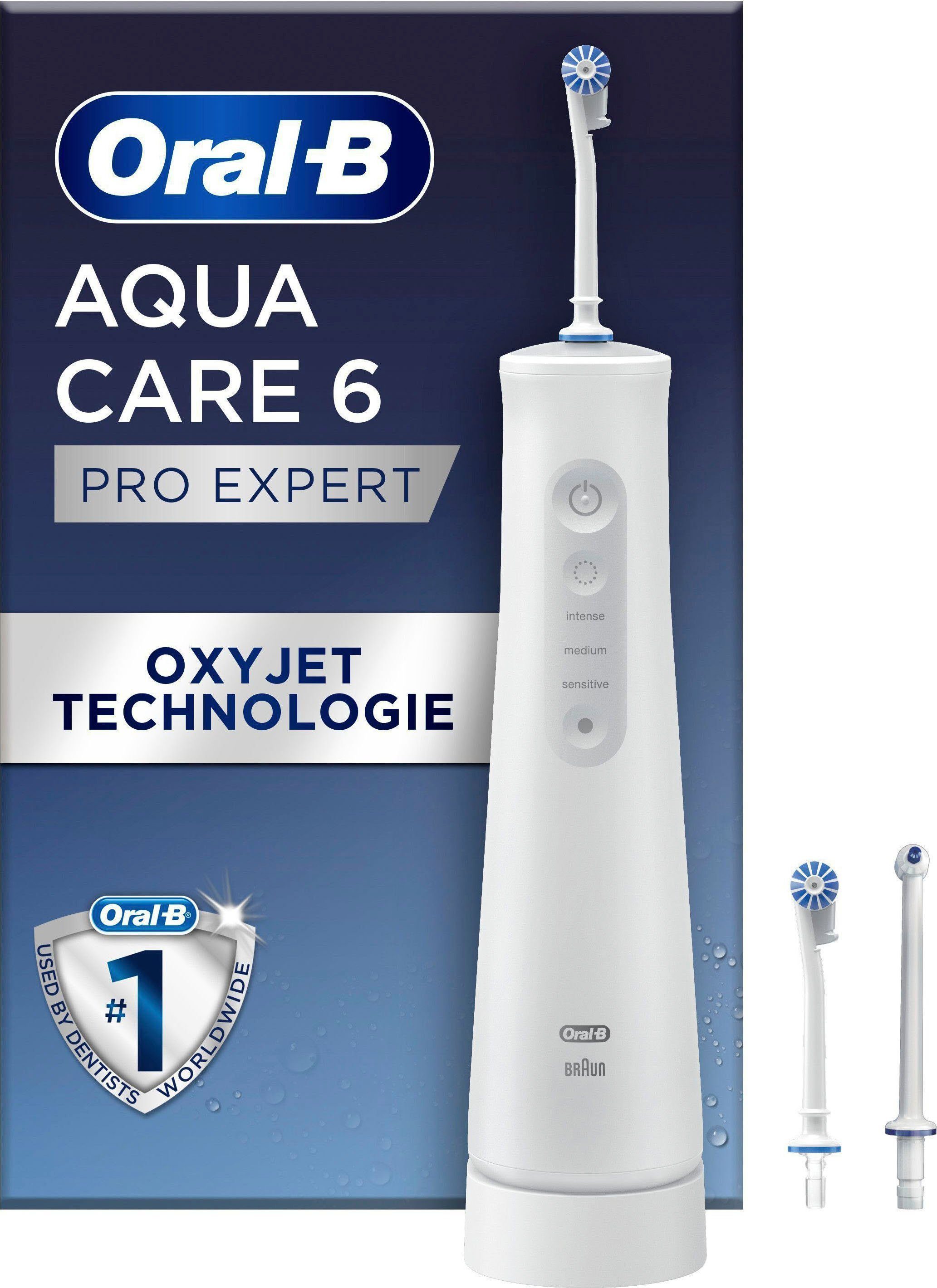 Oral-B Munddusche AquaCare 6, Aufsätze: 3 St., Kabellose mit  Oxyjet-Technologie, Für eine einfache & flexible Awendung ohne Kabel