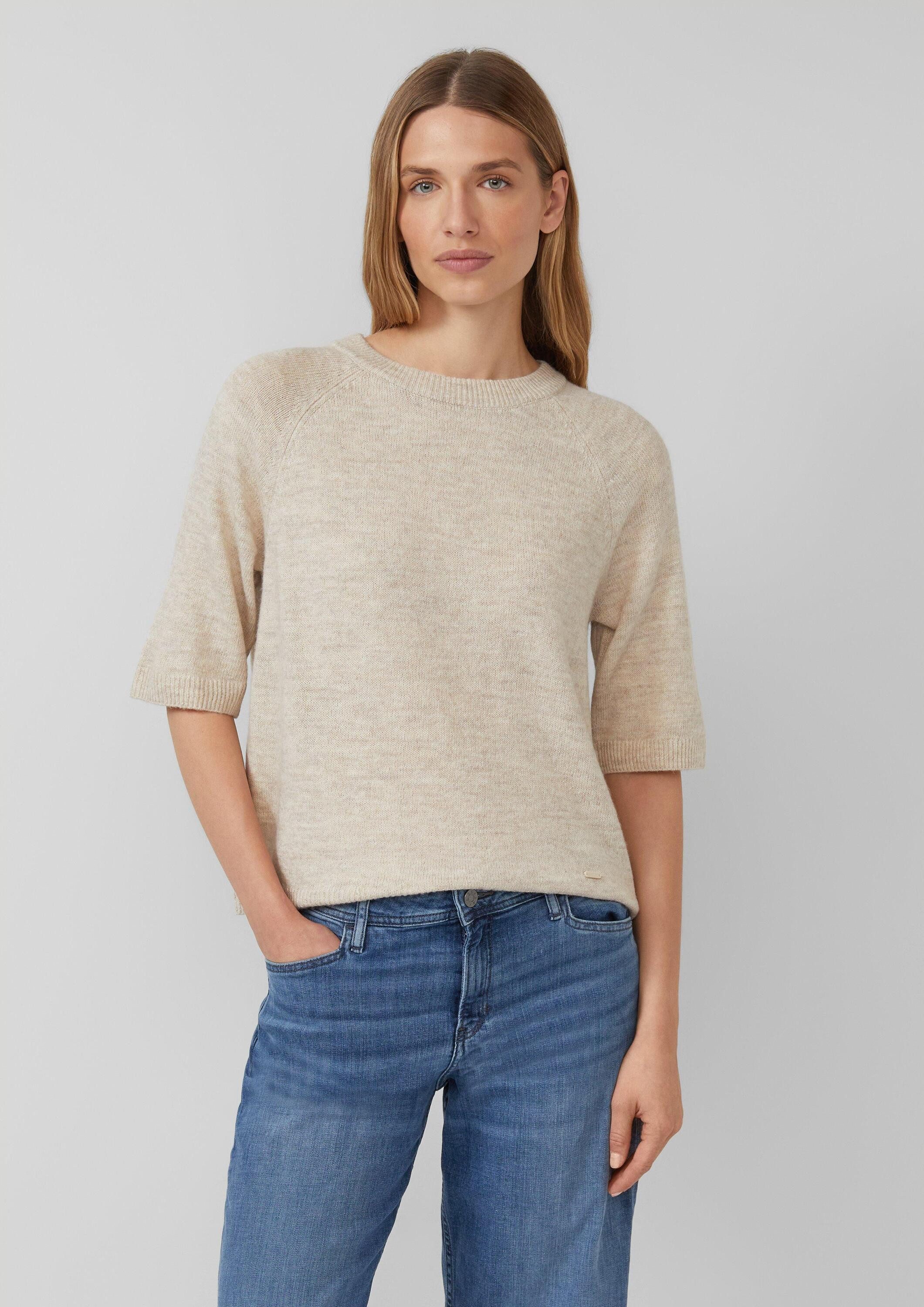s.Oliver Kurzarmpullover Strickpullover Kurzarmpullover aus Alpakamix