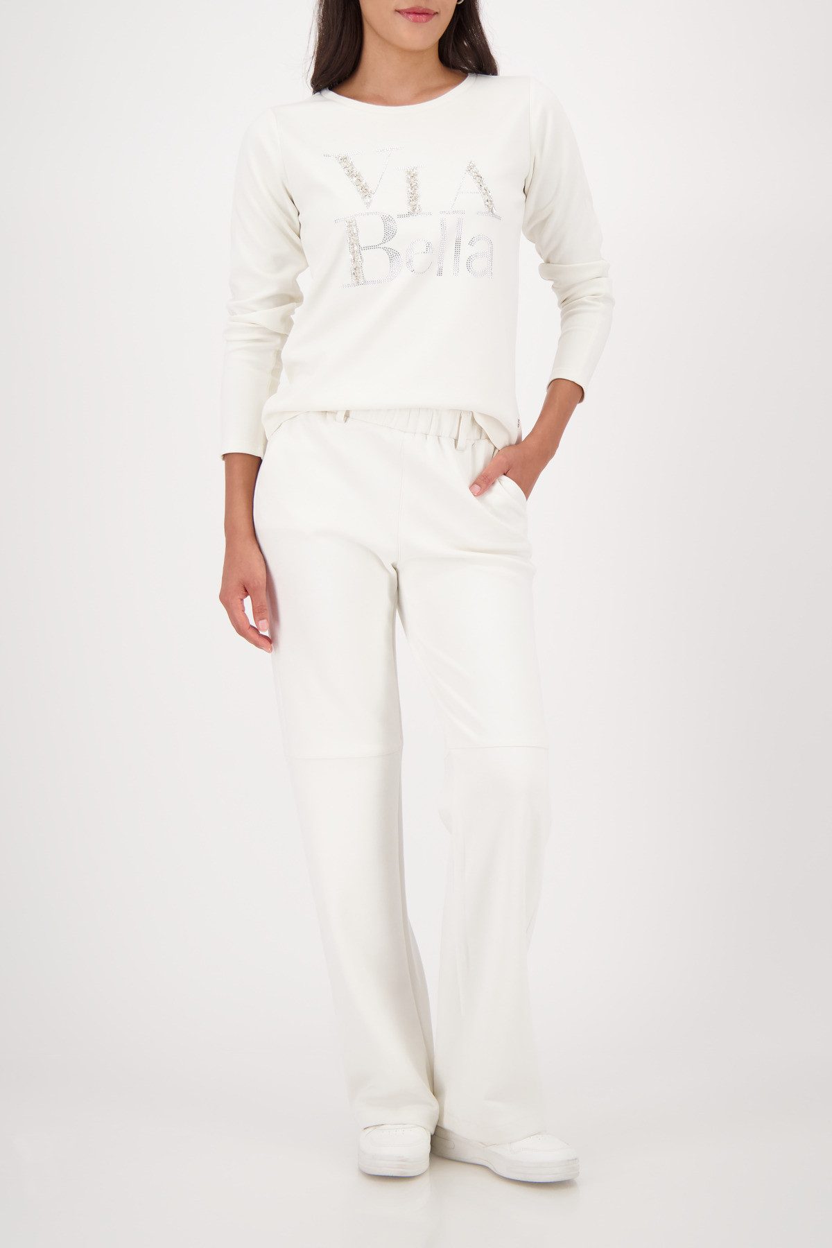 Monari Sweatshirt Sweatshirt Sweat Schmuckschrift Regular fit mit Rundhalsausschnitt