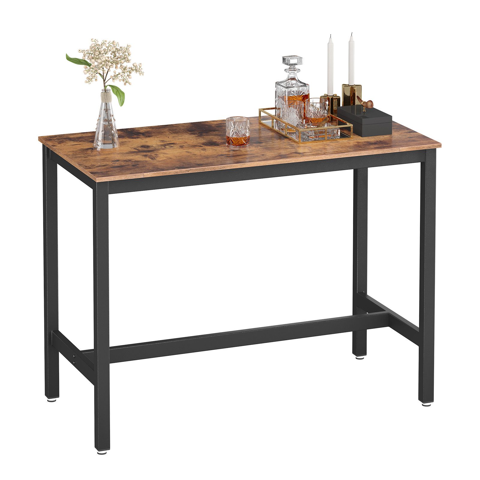 VASAGLE Bartisch Küchentisch (1 Tisch), Metallgestell, verschiedene Größen, 120 cm x 90 cm x 60 cm