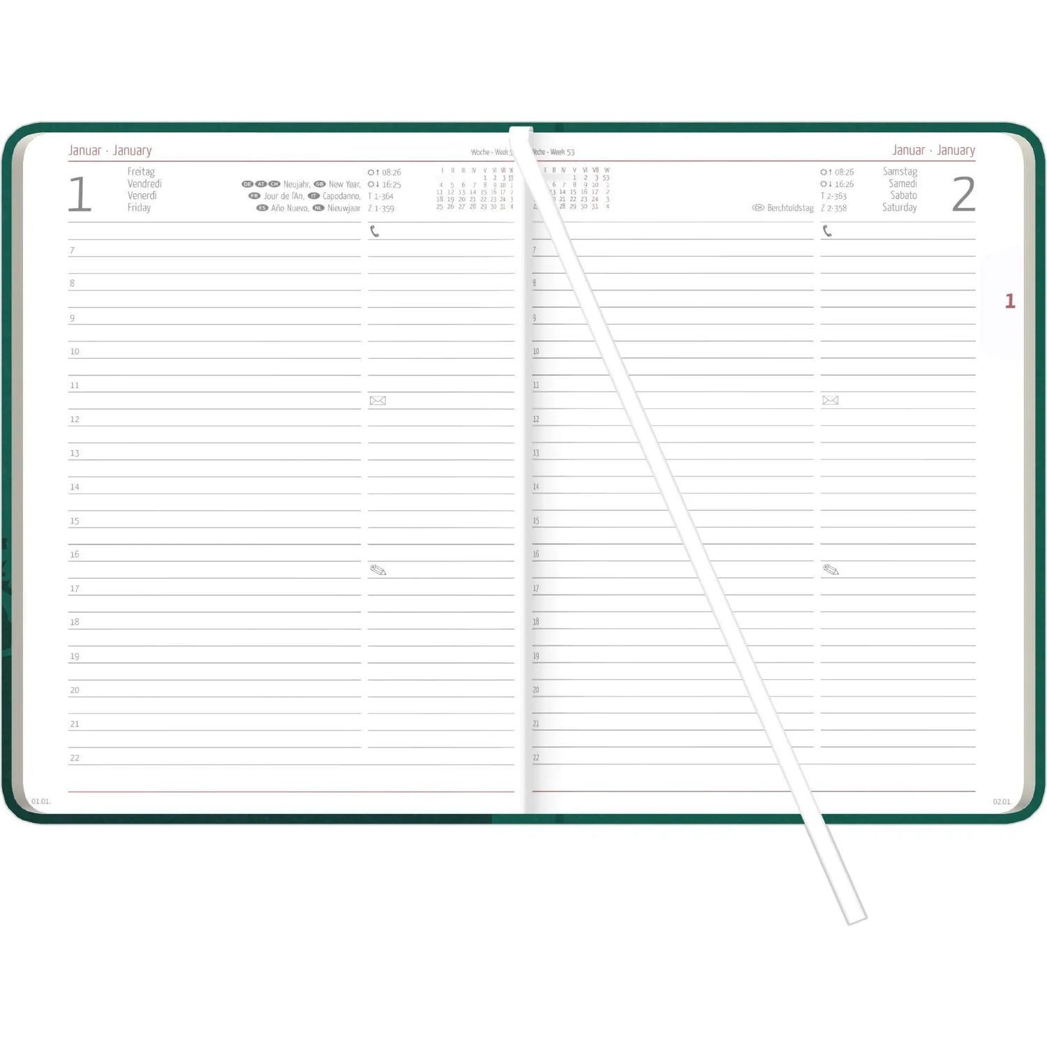 Septimus 2027 notes Taschenkalender Wochenplaner schwarz, Buchkalender