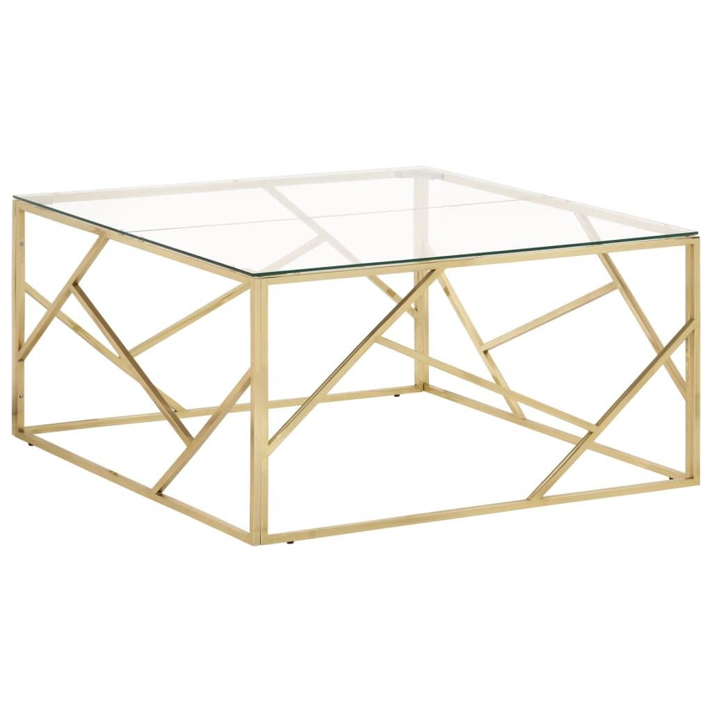 vidaXL Couchtisch Couchtisch Golden Edelstahl und Hartglas (1-St)