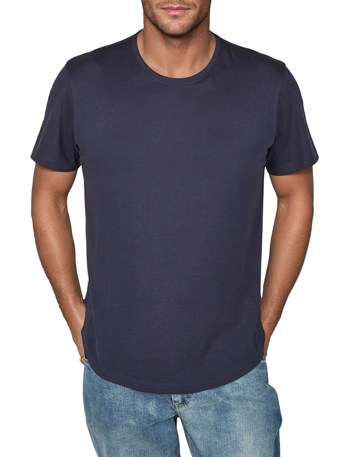 DENIMFY T-Shirt Herren Basicshirt DFPaco 4er Pack Regular Fit (Vorteilspack, 4-tlg) Kurzarm Tee Shirt mit Rundhalsausschnitt aus 100% Baumwolle