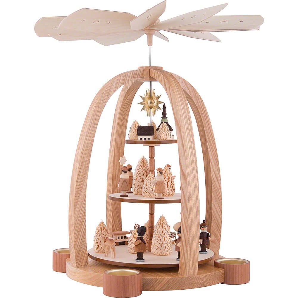 Volkskunst Neuber Weihnachtspyramide 3-stöckige Pyramide Weihnachtszeit (41cm) von Knuth Neuber
