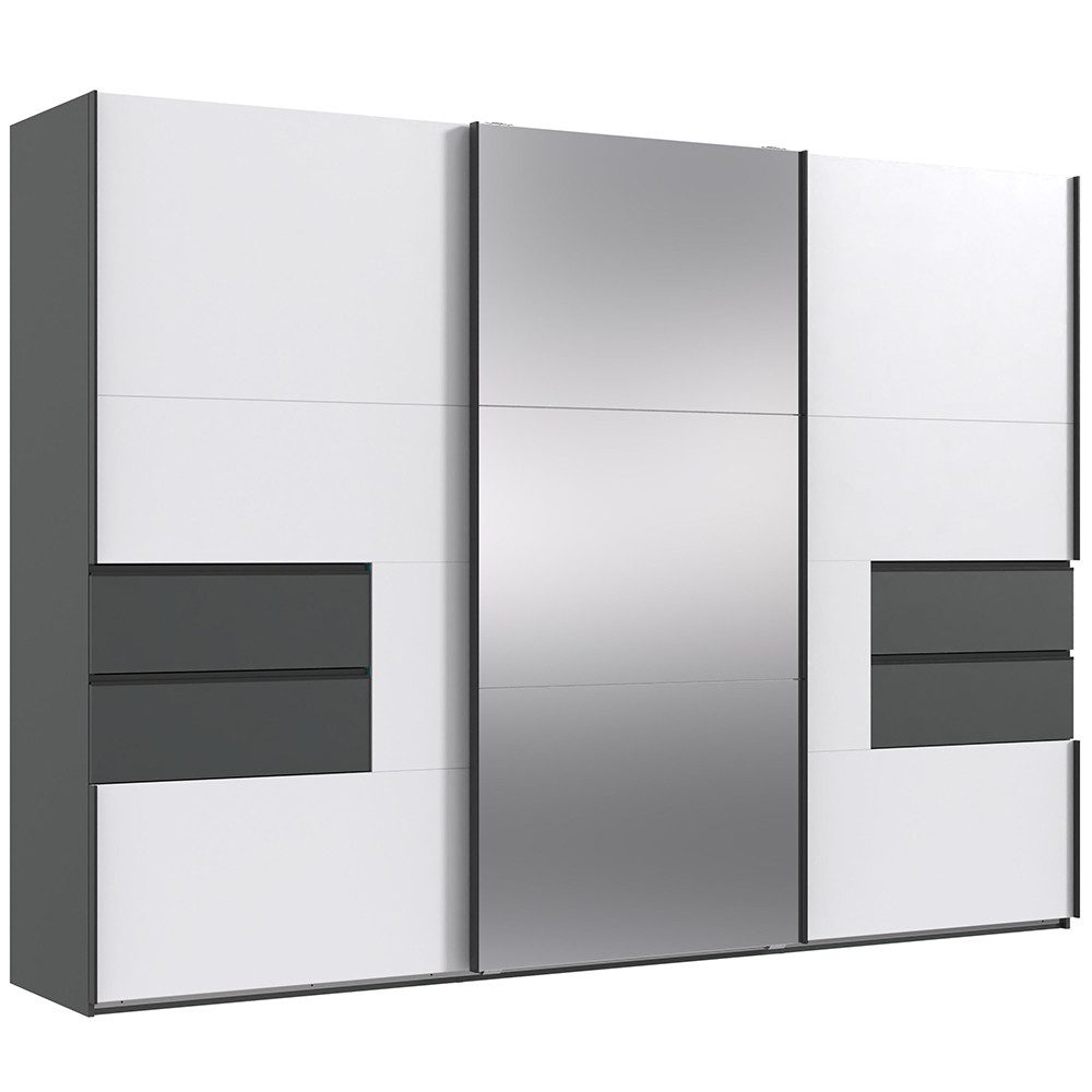 Lomadox Kleiderschrank PORTOFINO-43 Schwebetürenschrank Schlafzimmerschrank Schrank 300 cm breit in weiß