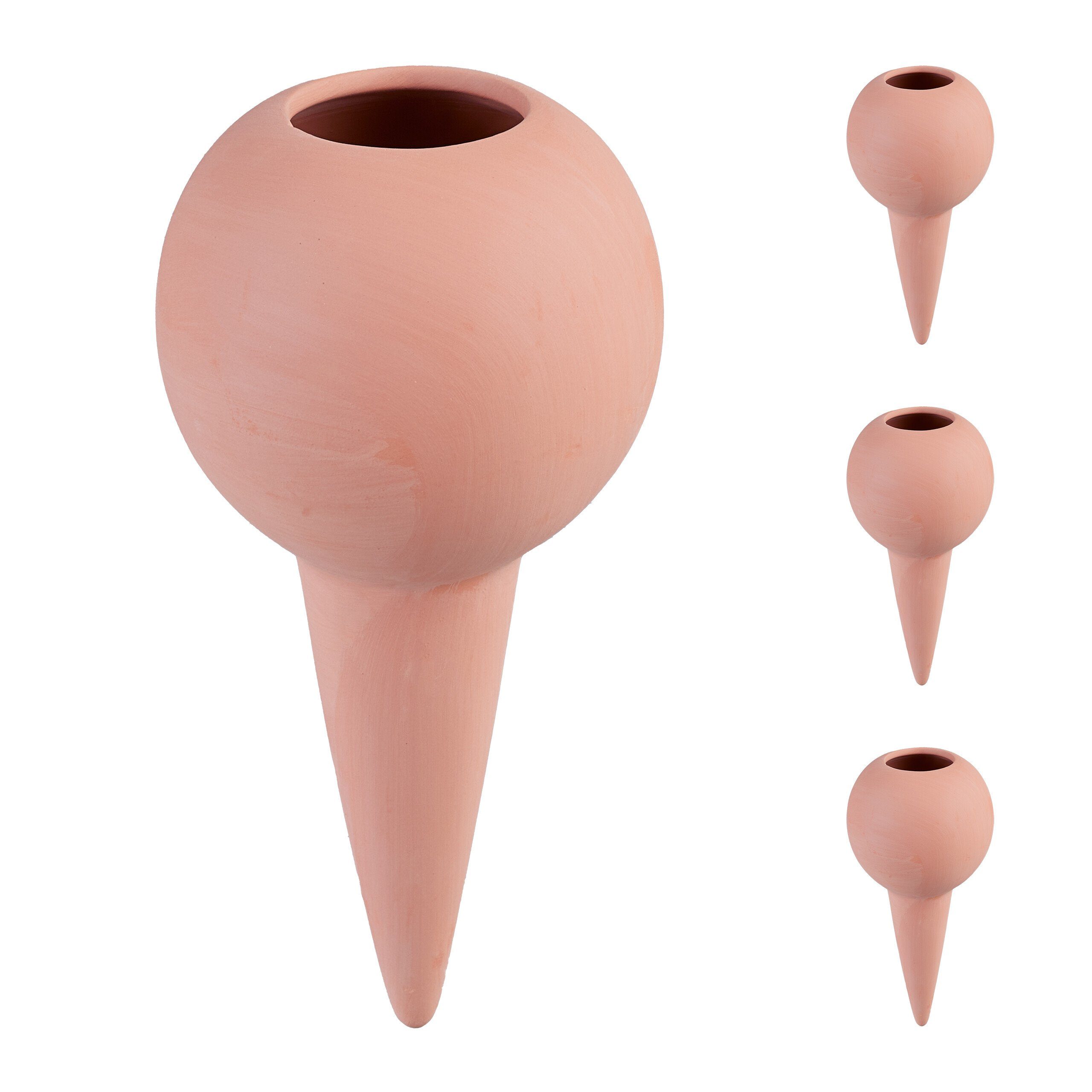 relaxdays Bewässerungssystem Tonkegel zur Bewässerung 4er Set