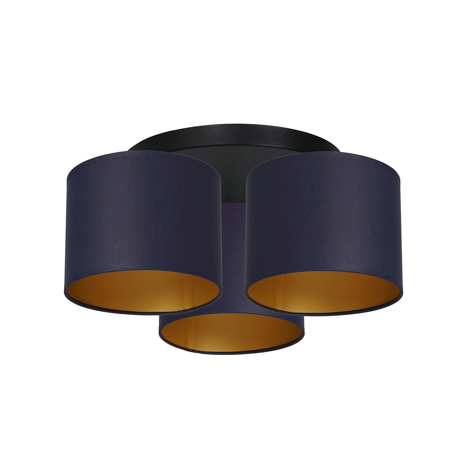 Licht-Erlebnisse Deckenleuchte TELLEGNO, ohne Leuchtmittel, Metall in Schwarz Blau Gold E27 3-flammig rund Modern